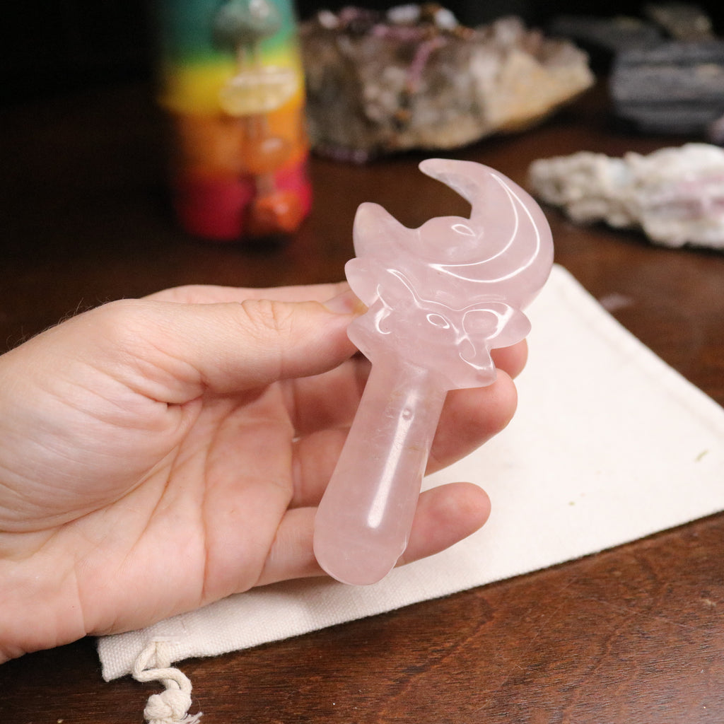 Rose Quartz Sailor Moon Wand Carving ~ Adorable Good Vibes ~ - Earth Family Crystals