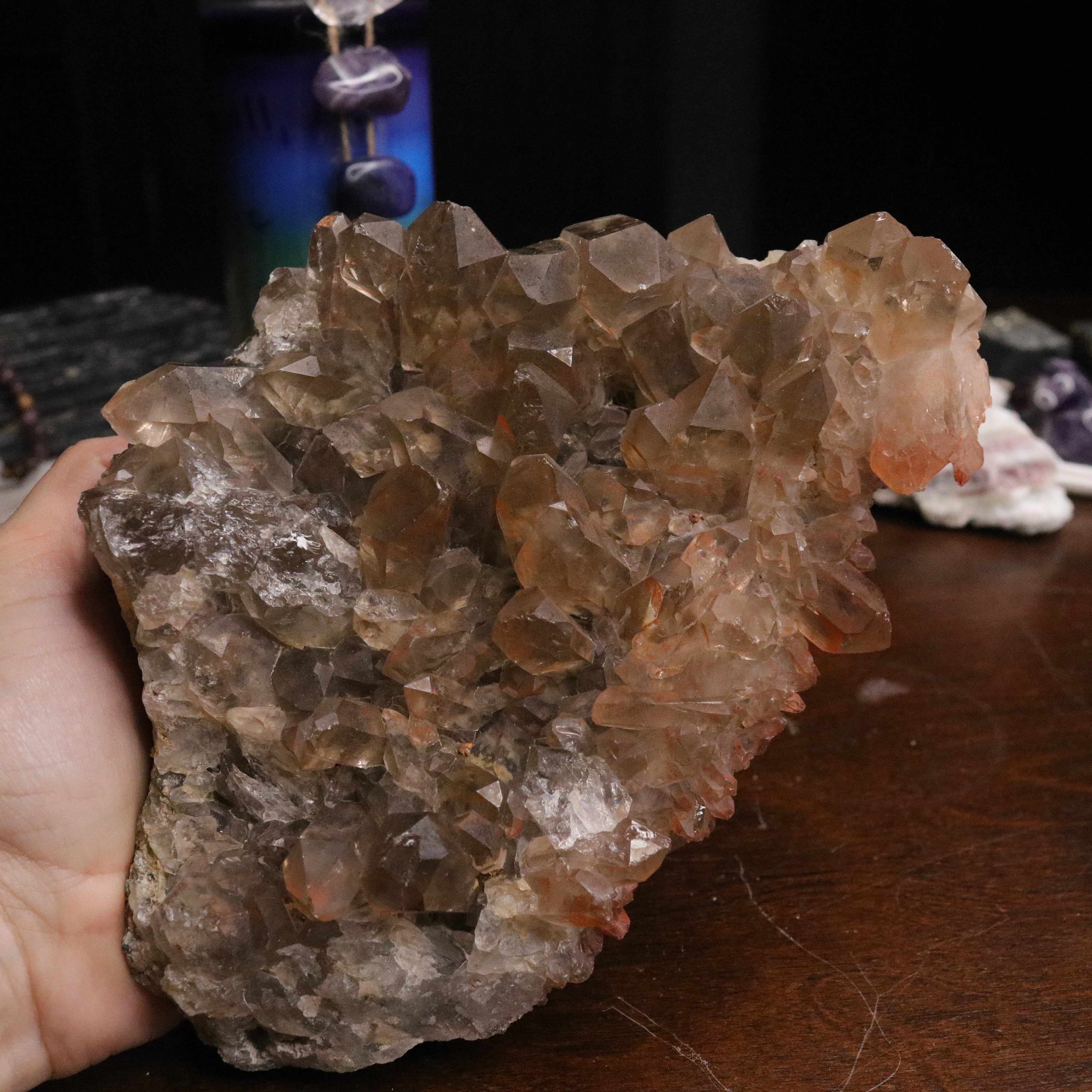 Jumbo ~ Gorgeous and Unique Lithium and Red Hematoid Quartz Cluster from Brazil - Earth Family Crystals