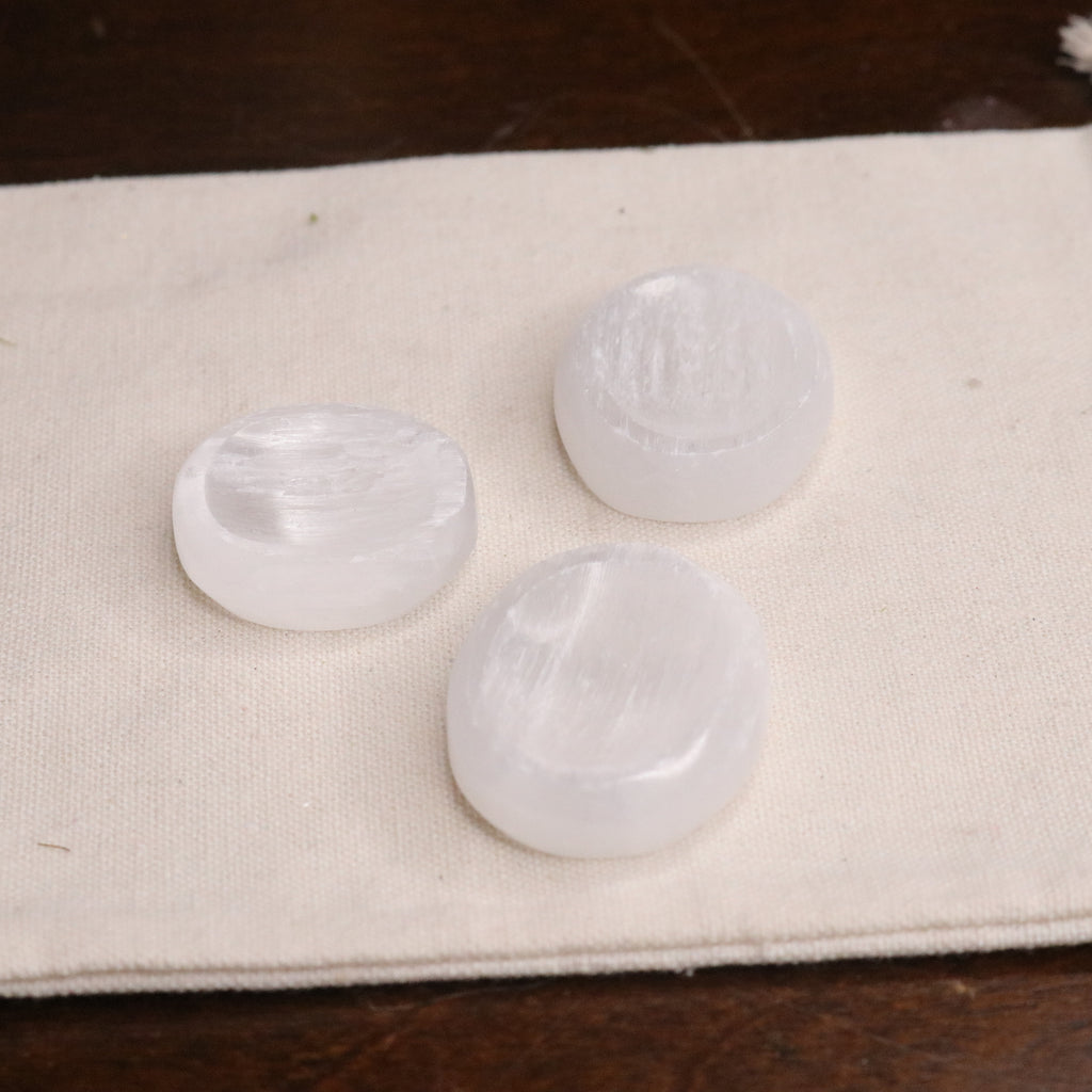 Selenite Worry Stones ~ Pocket Trinket ~ Fidget Stone - Earth Family Crystals