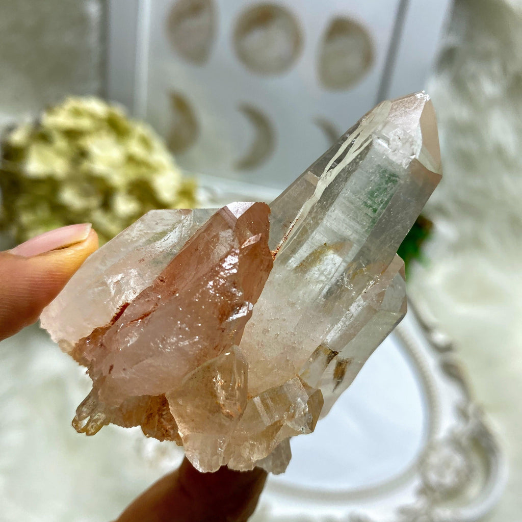 Rare~ Rosy Pink Samadhi Himalayan Quartz Cluster With Self Healing - Earth Family Crystals