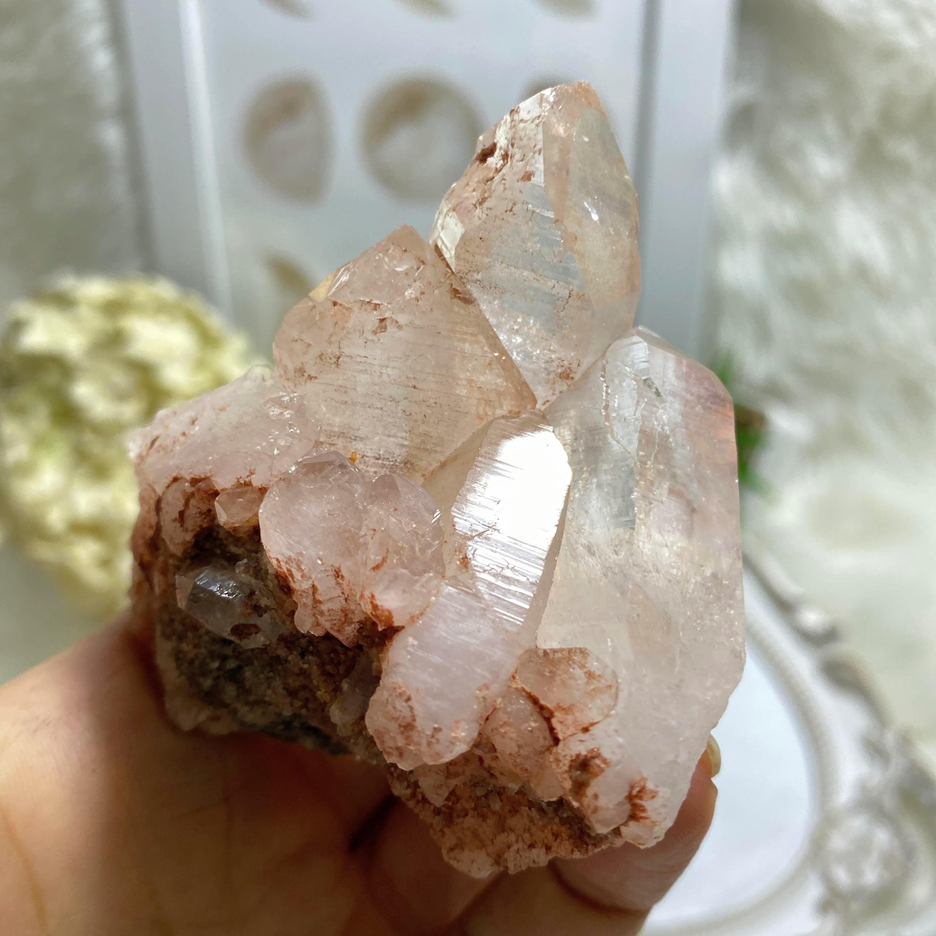 Record Keepers Rare Large Rosy Pink Samadhi Himalayan Quartz Self Healed Cluster  #6 - Earth Family Crystals