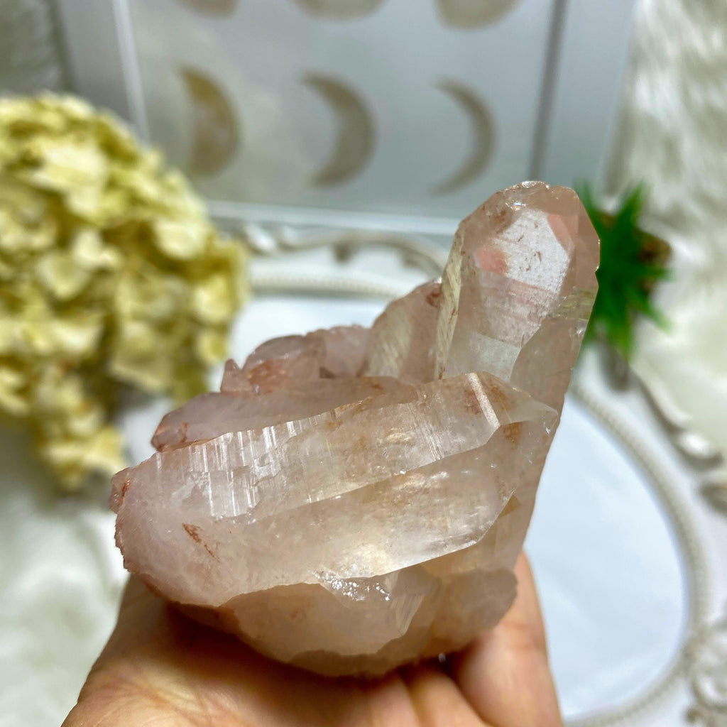 Record Keepers Rare Large Rosy Pink Samadhi Himalayan Quartz Self Healed Cluster  #6 - Earth Family Crystals