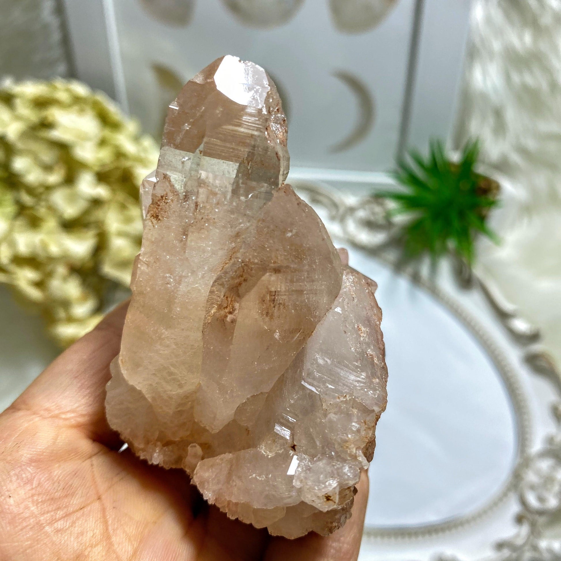 Record Keepers Rare Large Rosy Pink Samadhi Himalayan Quartz Self Healed Cluster  #6 - Earth Family Crystals