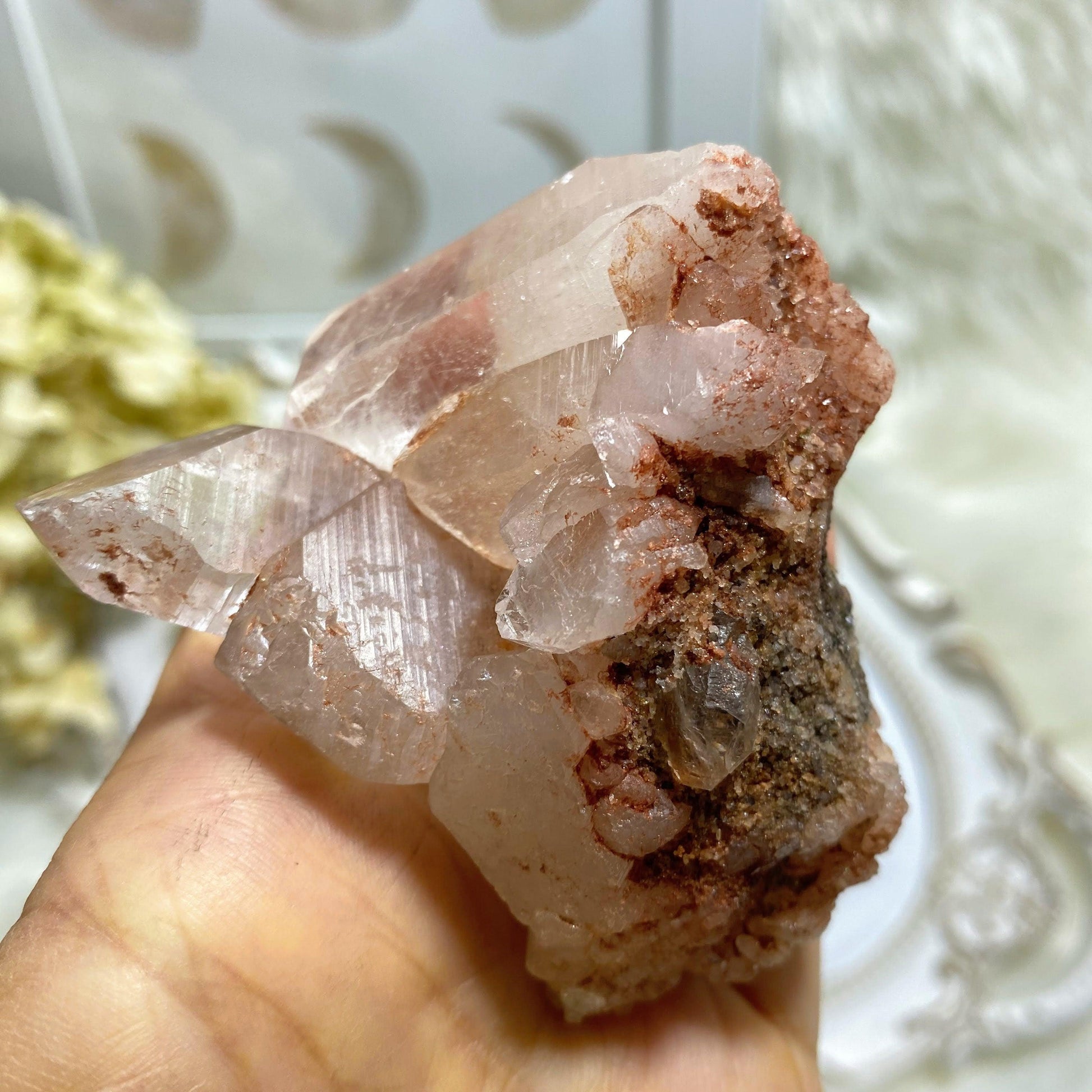 Record Keepers Rare Large Rosy Pink Samadhi Himalayan Quartz Self Healed Cluster  #6 - Earth Family Crystals