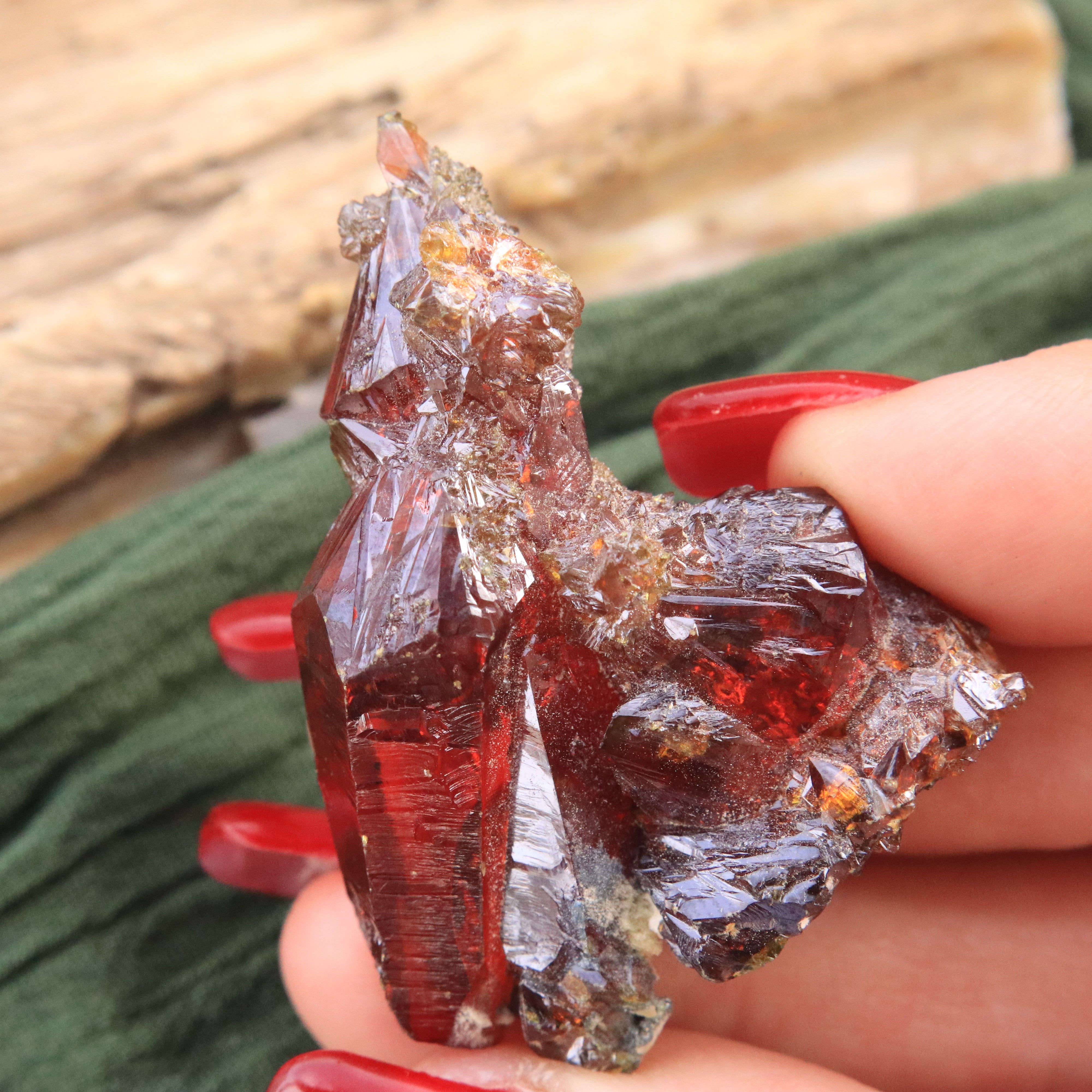 Museum Grade Cosmic Red Rarity Zincite Crystal Cluster