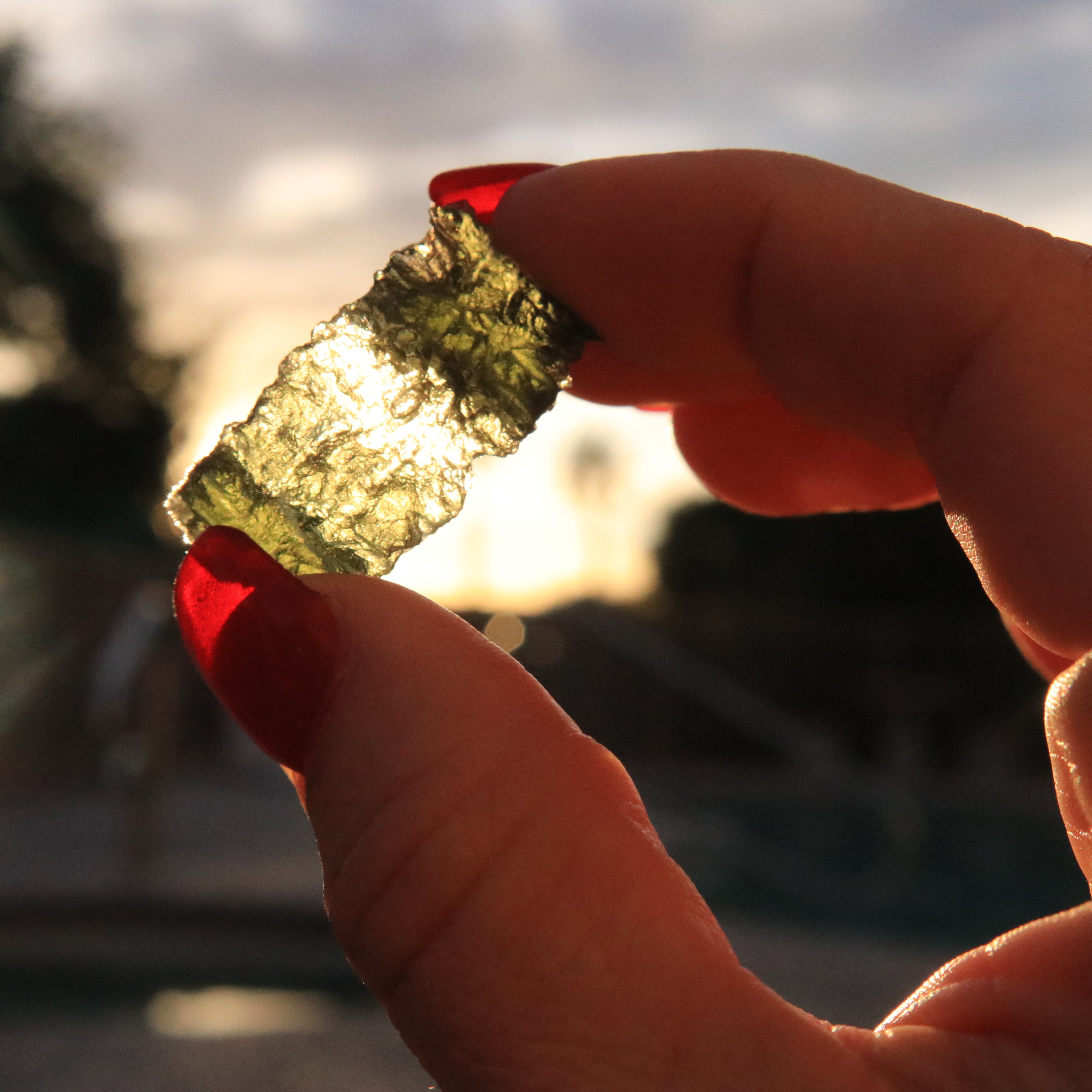 Collector's AA Grade Natural Moldavite Gemstone Tektite with Unique Shape