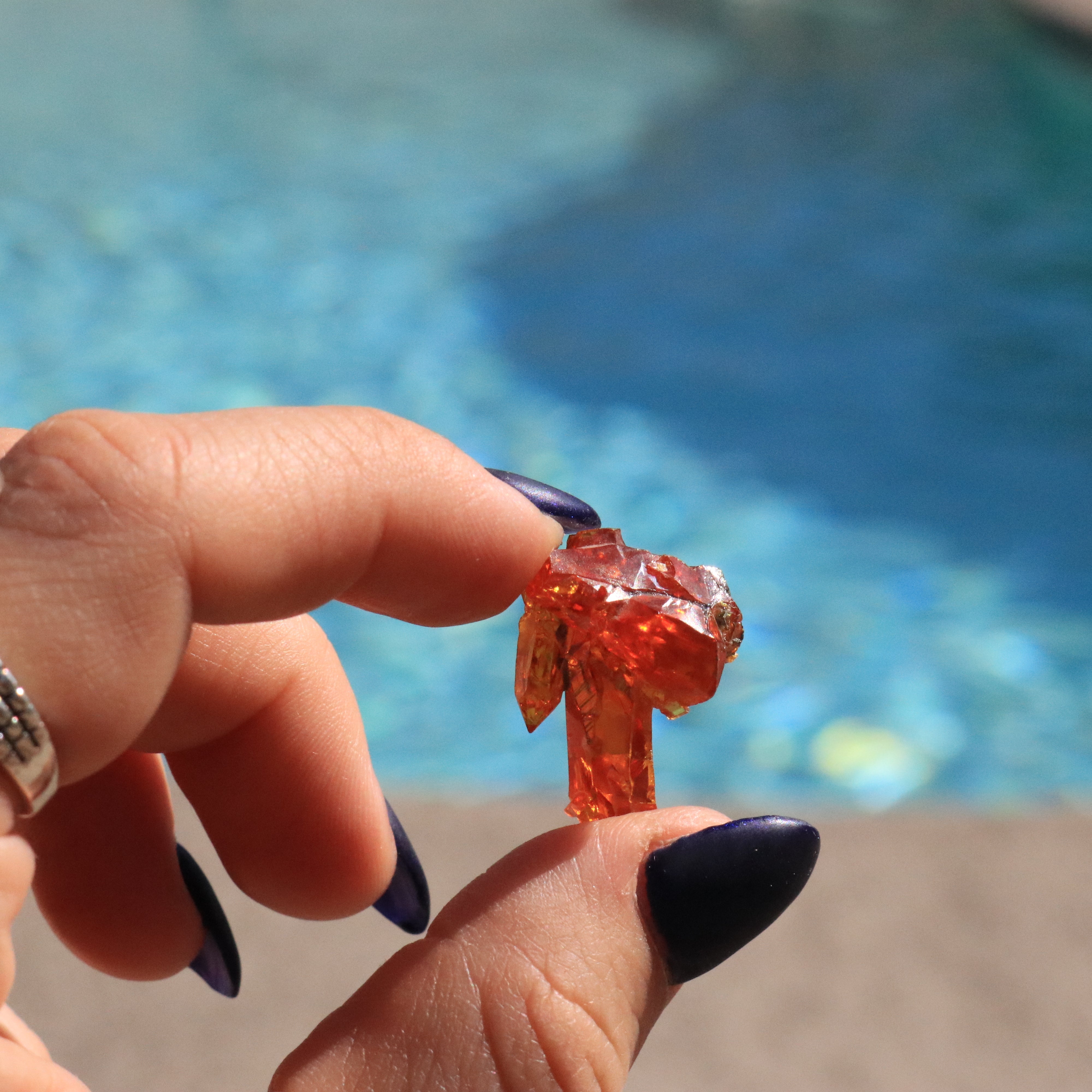 Orange Flame Cosmic Rare High Grade Zincite Crystal Cluster with Points