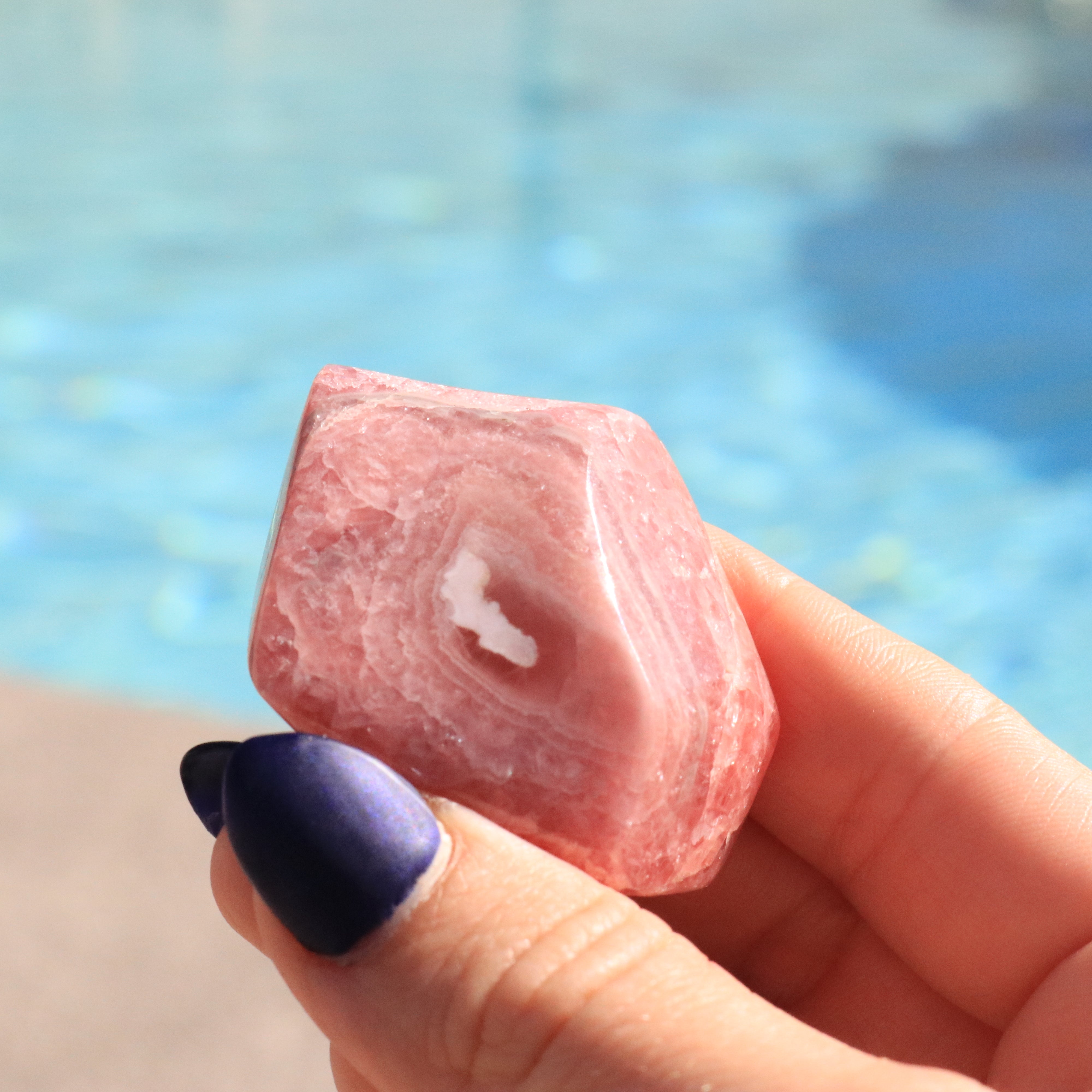 Pink Rhodochrosite Carved Palm Stone from Argentine Republic