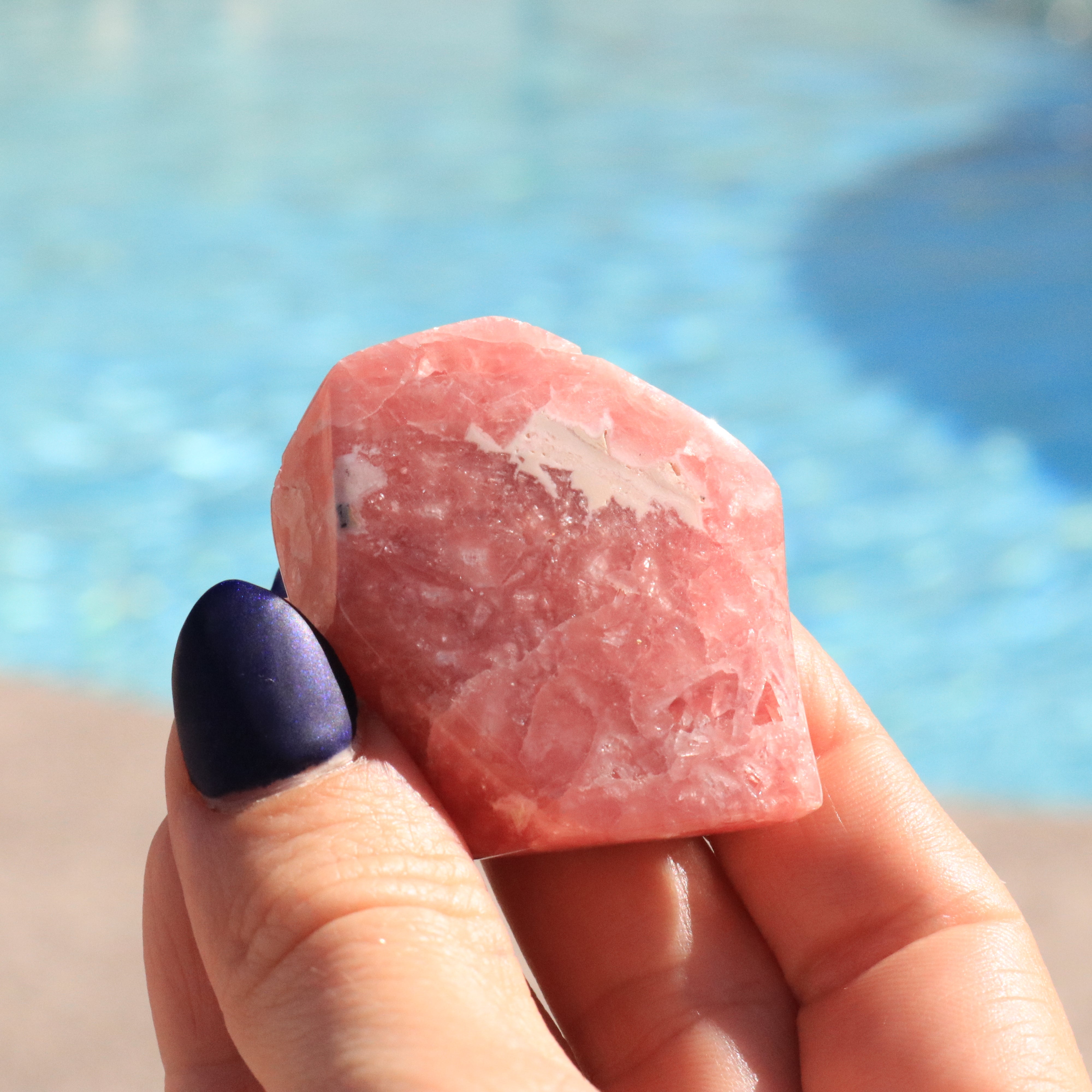 Pink Rhodochrosite Carved Palm Stone from Argentine Republic