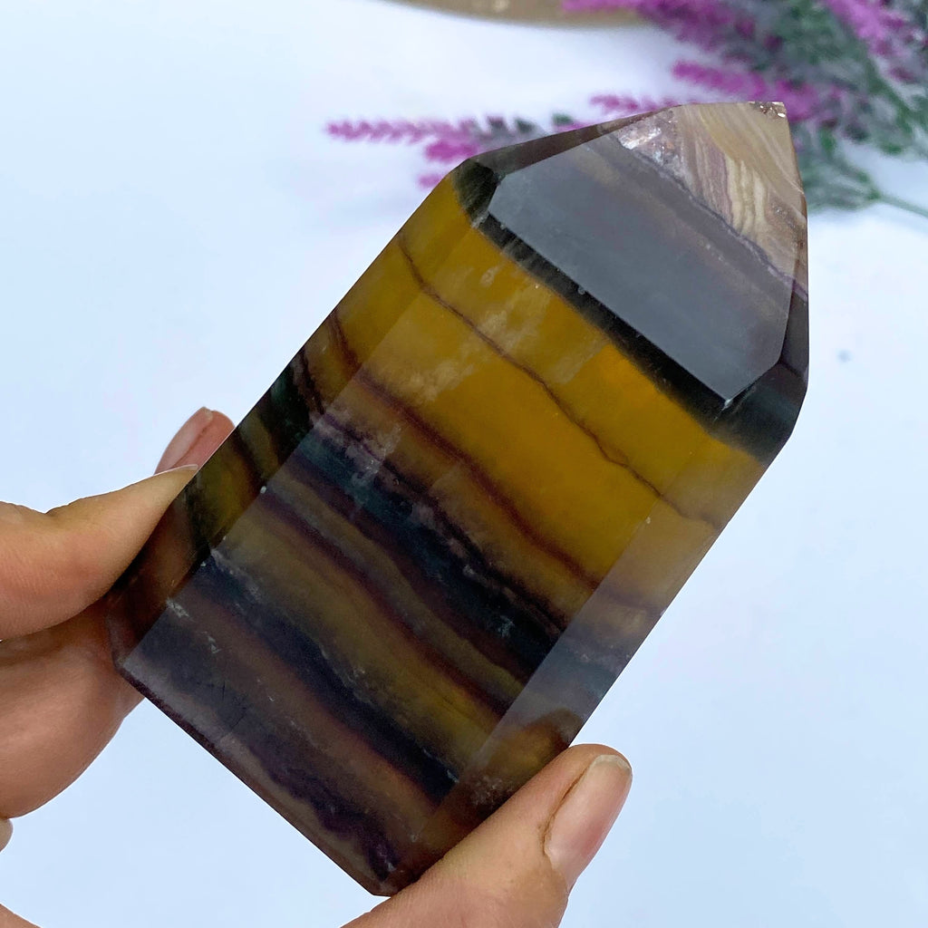 Chunky Rainbow Fluorite Large Standing Display Tower - Earth Family Crystals