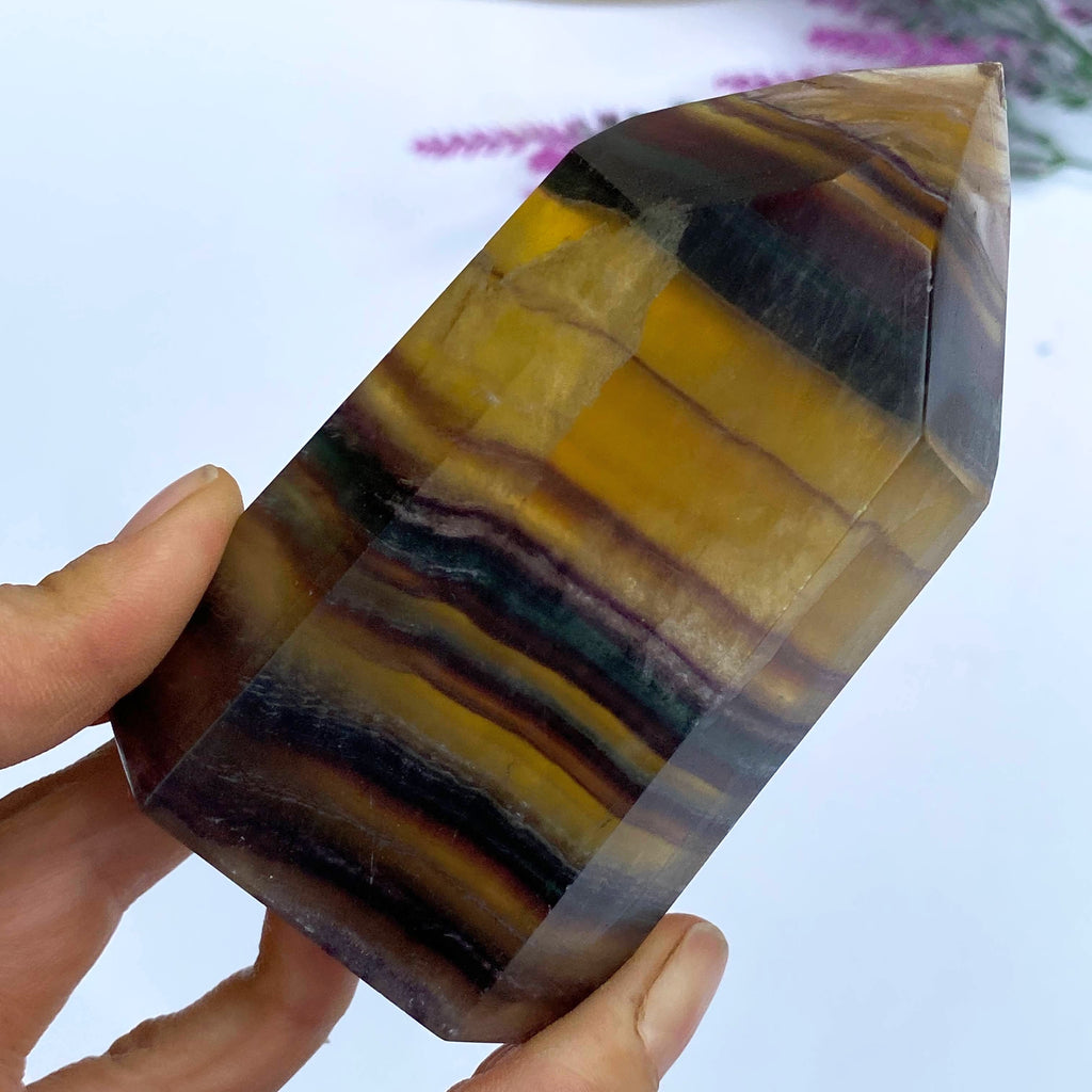 Chunky Rainbow Fluorite Large Standing Display Tower - Earth Family Crystals