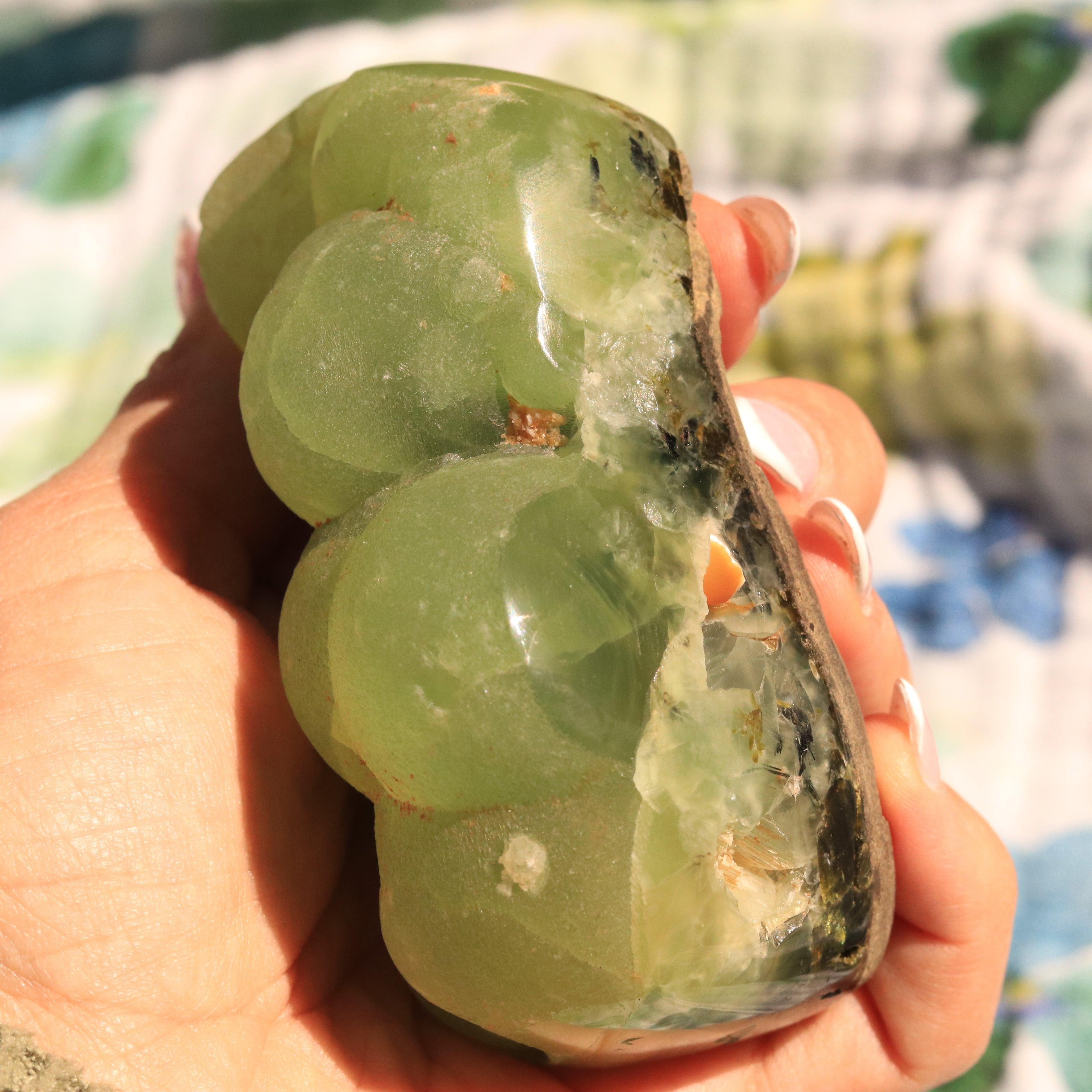 Green Prehnite Botryoidal Cluster with Epidote Specimens from Malawi, Africa