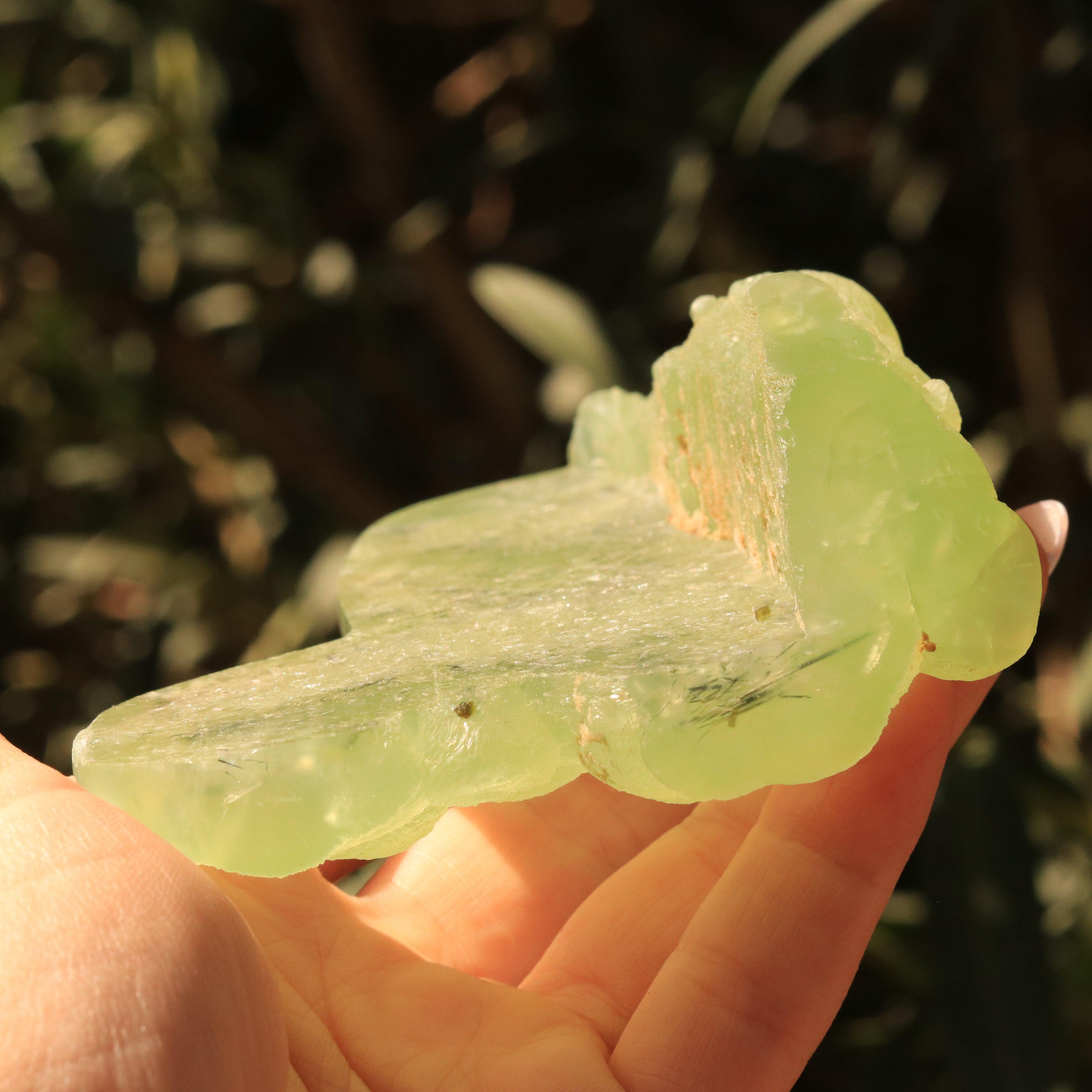 Green Prehnite with Epidote Inclusion from Malawi, Africa