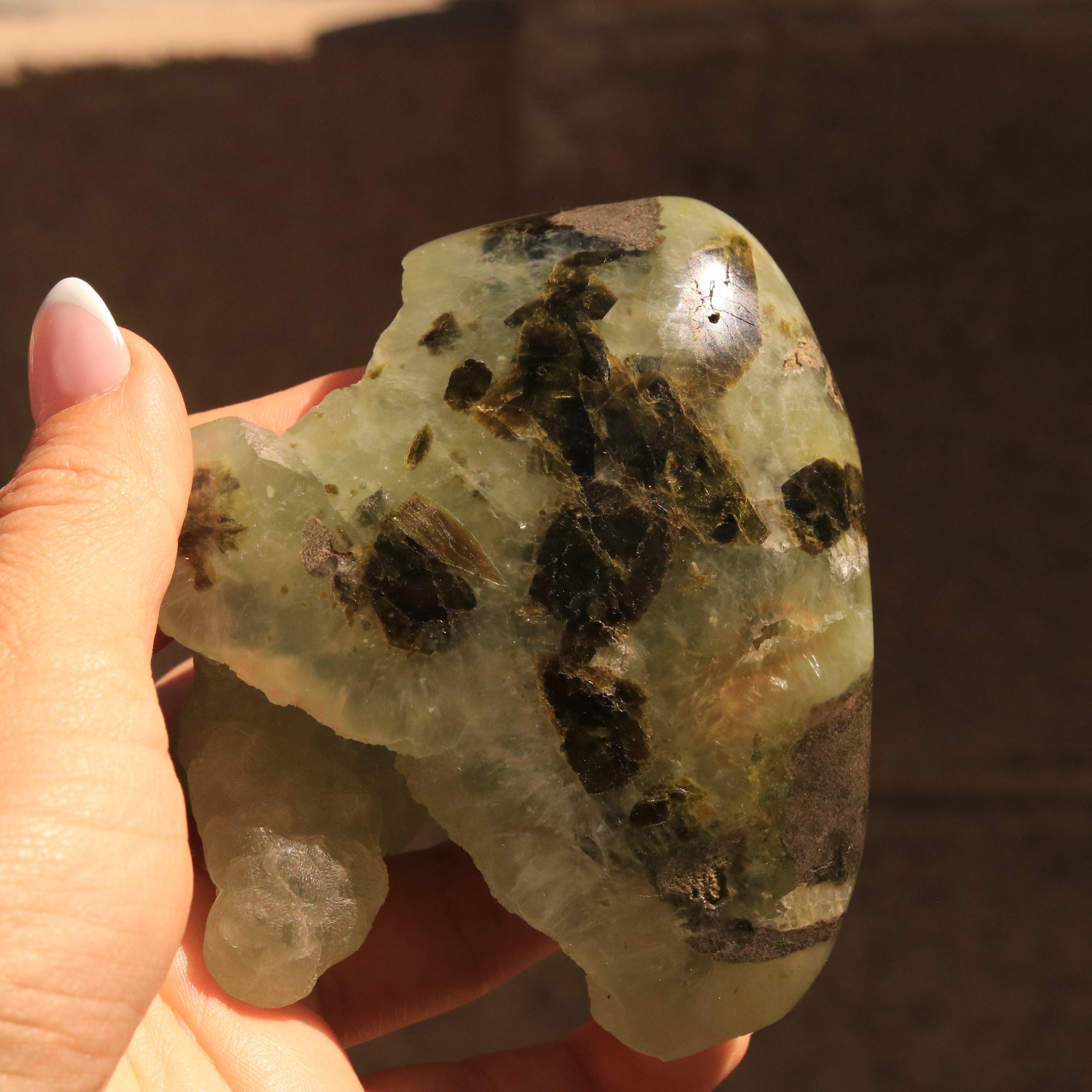 Rare Botryoidal Prehnite with Sparkling Epidote from Malawi, Africa