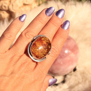 Vintage Silver and High Quality Amber Ring Size 7.5 Handcrafted in Nepal