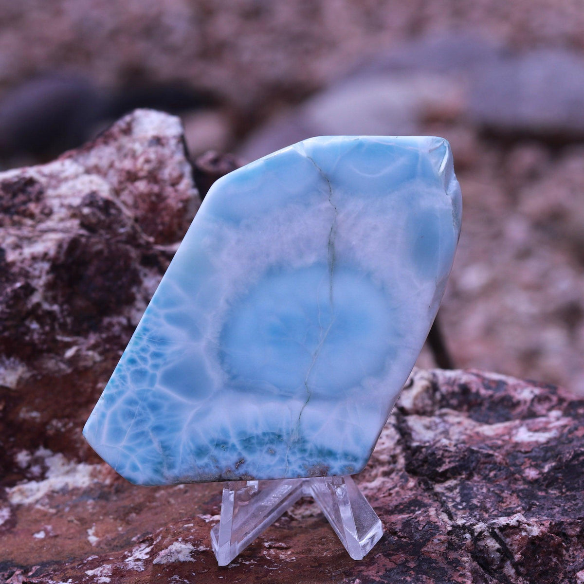Silky Blue Larimar Polished Display Stone