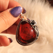 Vintage Rose Golden Amber Pendant A Handcrafted Amulet for Abundance