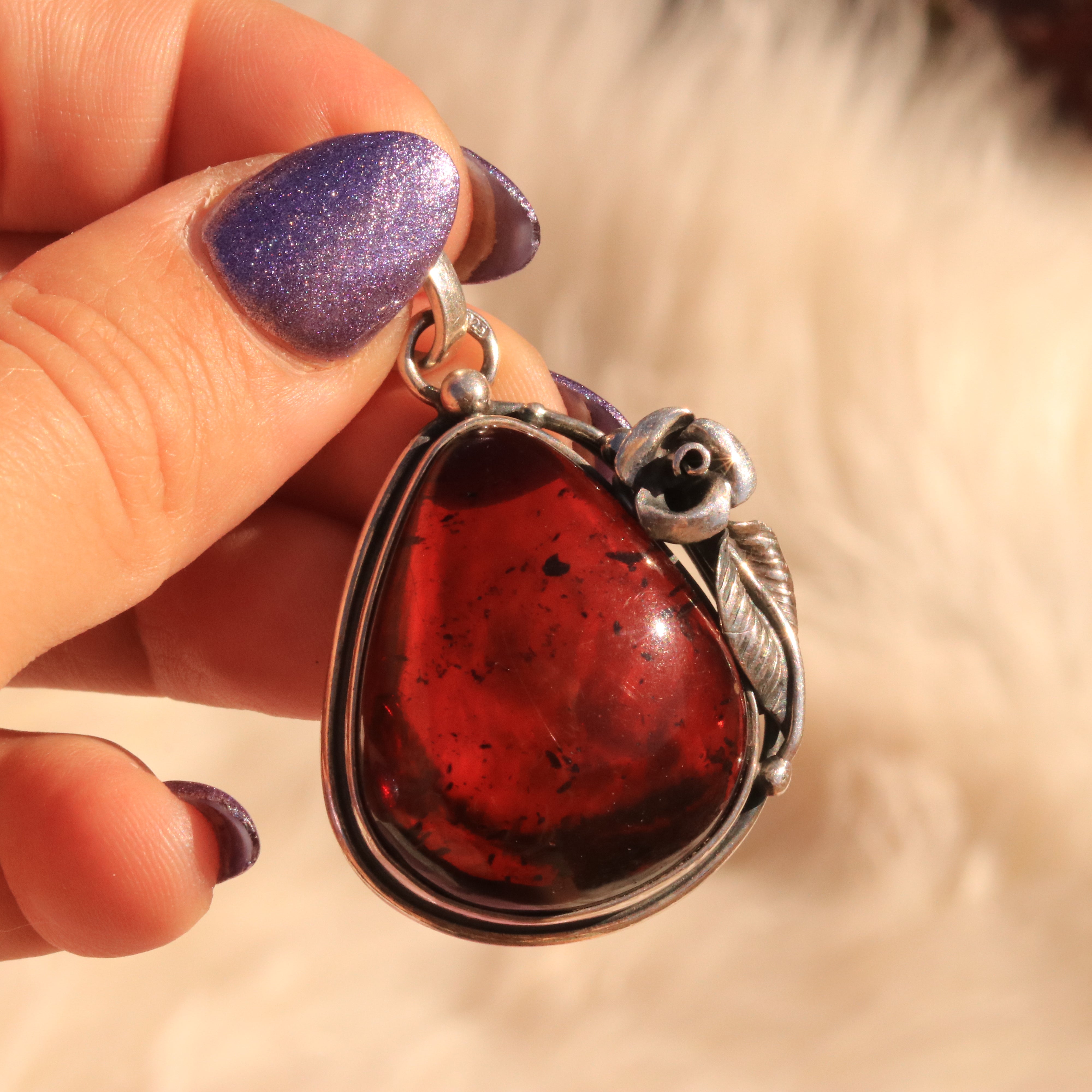 Vintage Rose Golden Amber Pendant A Handcrafted Amulet for Abundance