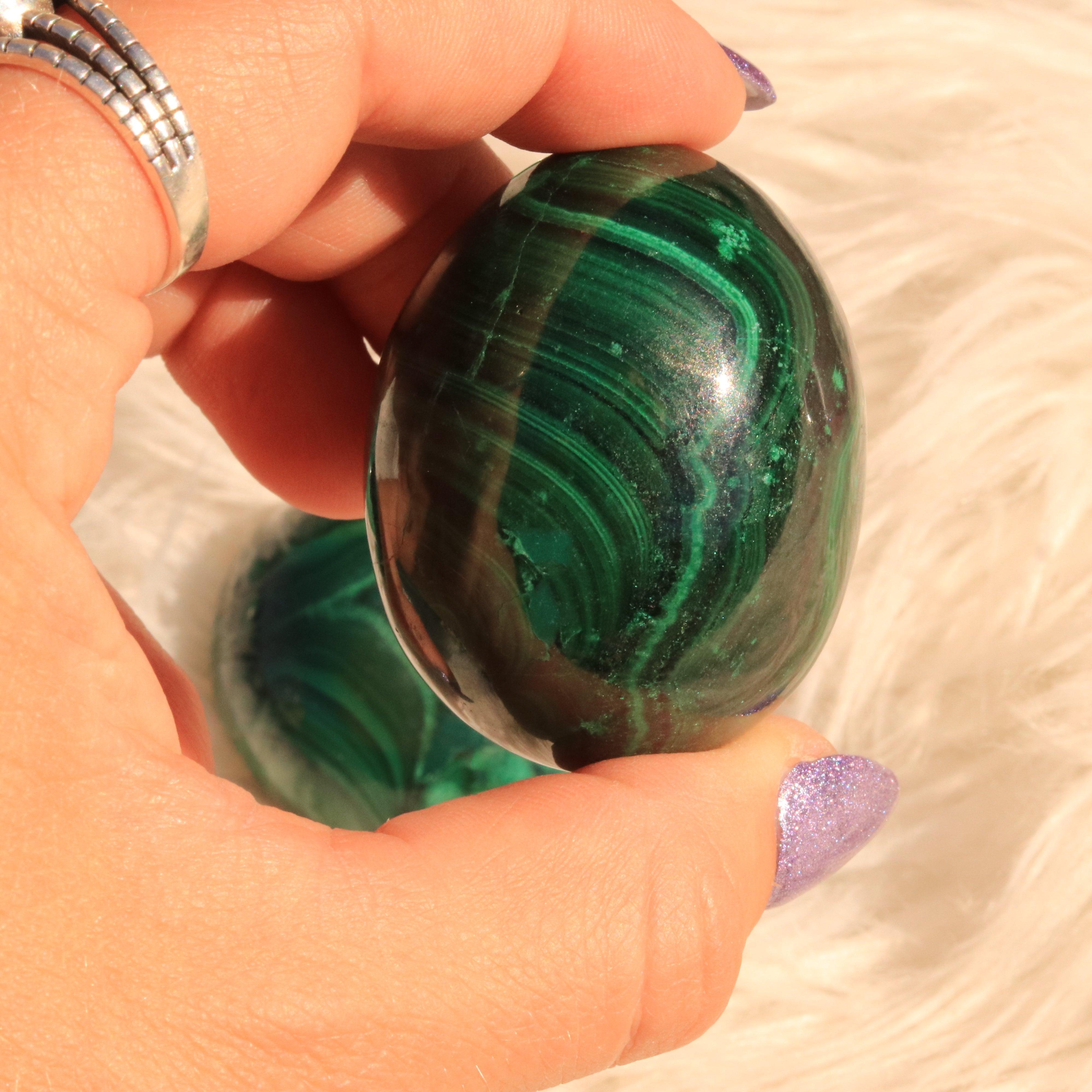 Medium Malachite Egg Carving from the Congo