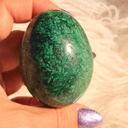 Large Malachite Crystal Egg Carving from the Congo