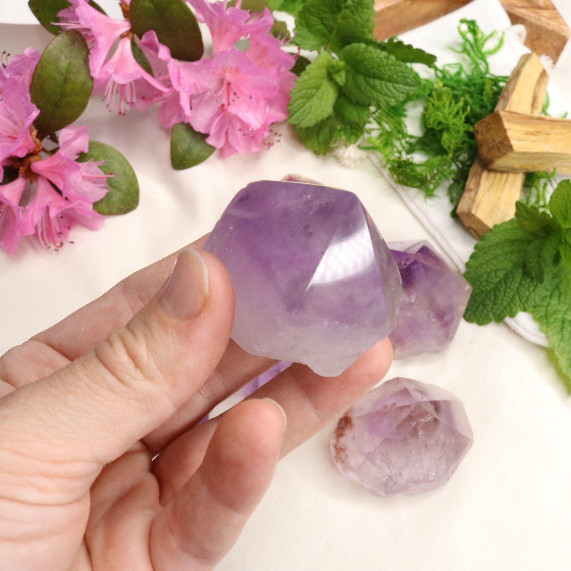 Adorable Pastel Purple Amethyst Points with Polished Top - Earth Family Crystals