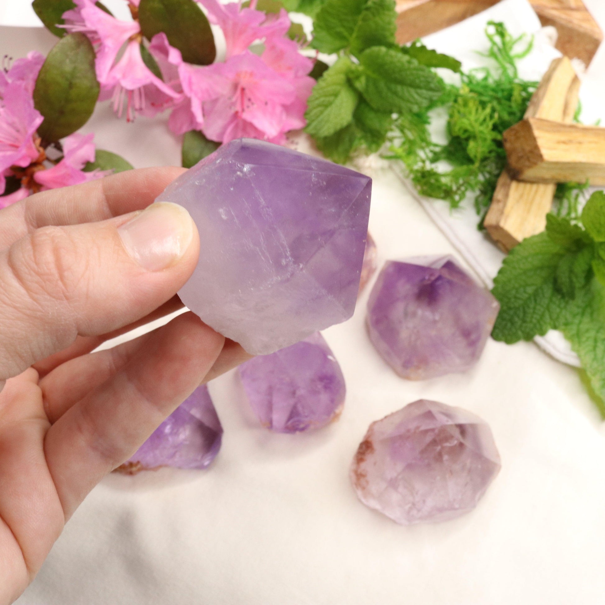 Adorable Pastel Purple Amethyst Points with Polished Top - Earth Family Crystals