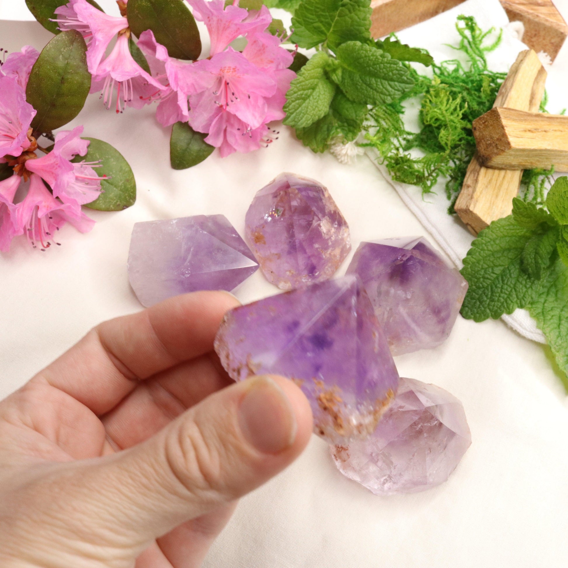 Adorable Pastel Purple Amethyst Points with Polished Top - Earth Family Crystals