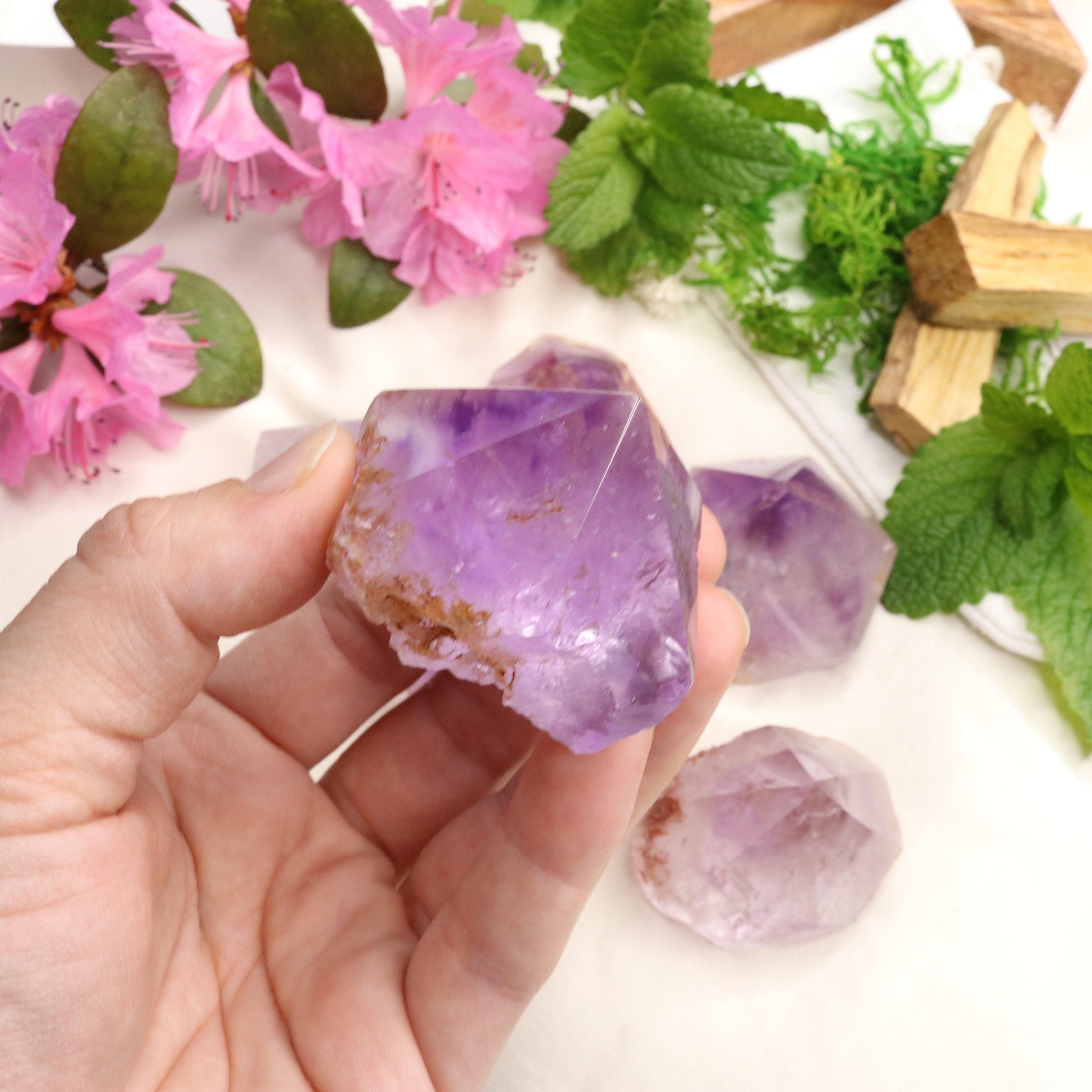 Adorable Pastel Purple Amethyst Points with Polished Top - Earth Family Crystals