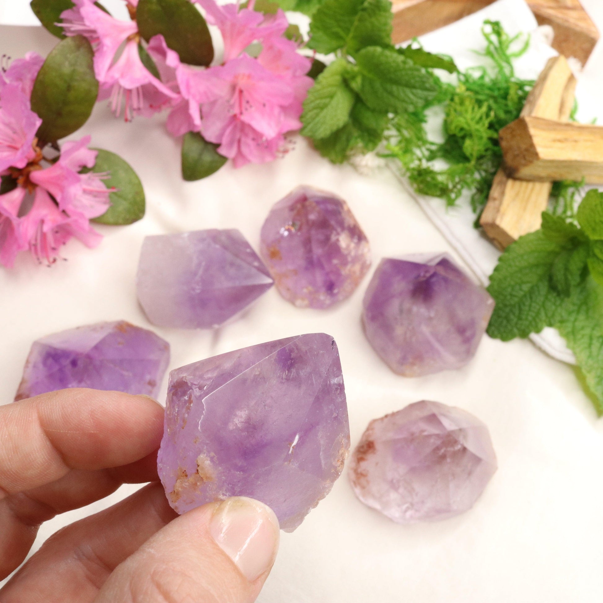 Adorable Pastel Purple Amethyst Points with Polished Top - Earth Family Crystals