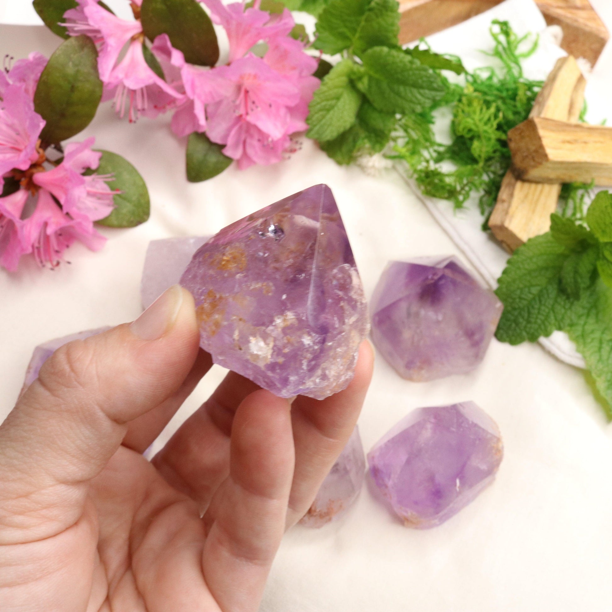 Adorable Pastel Purple Amethyst Points with Polished Top - Earth Family Crystals