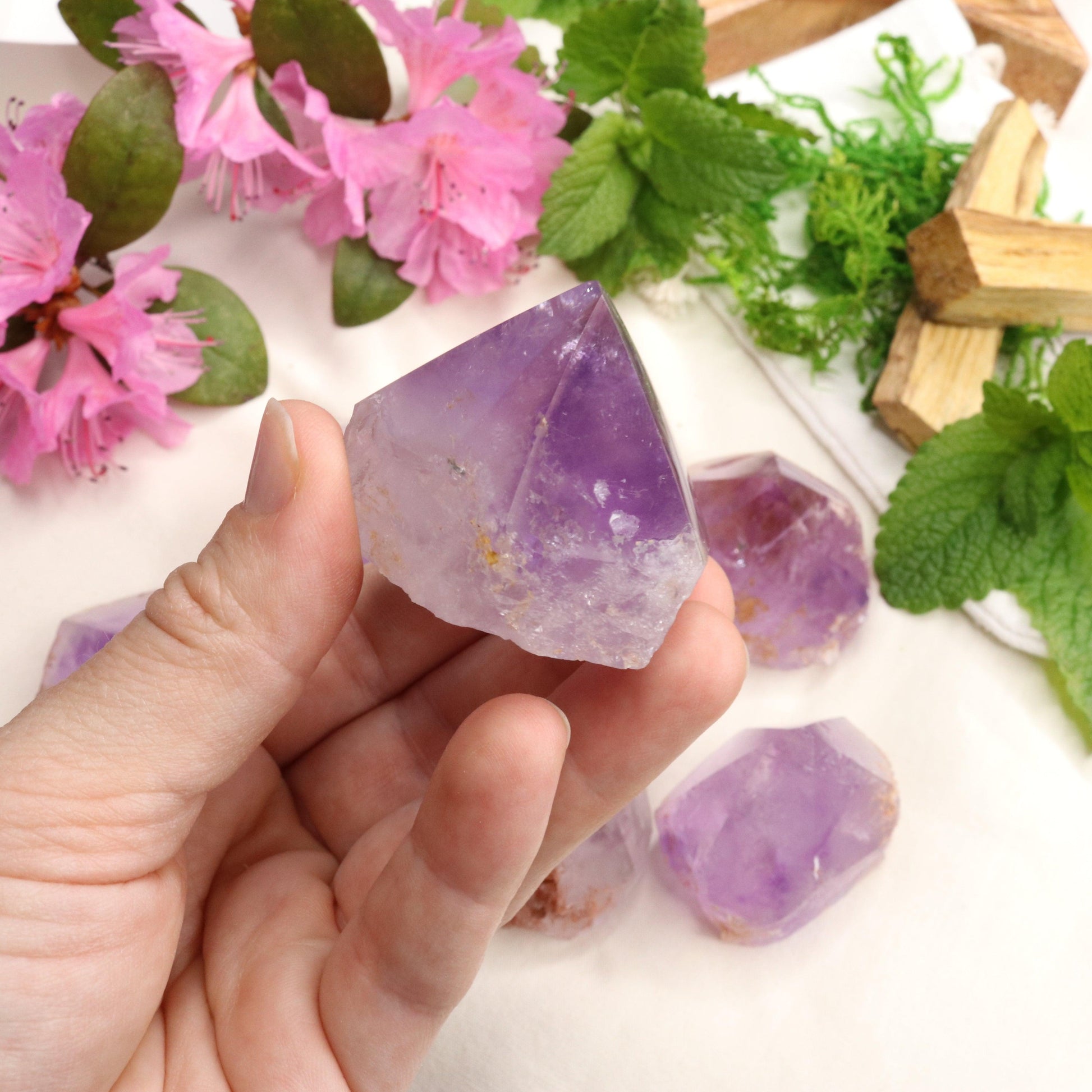 Adorable Pastel Purple Amethyst Points with Polished Top - Earth Family Crystals