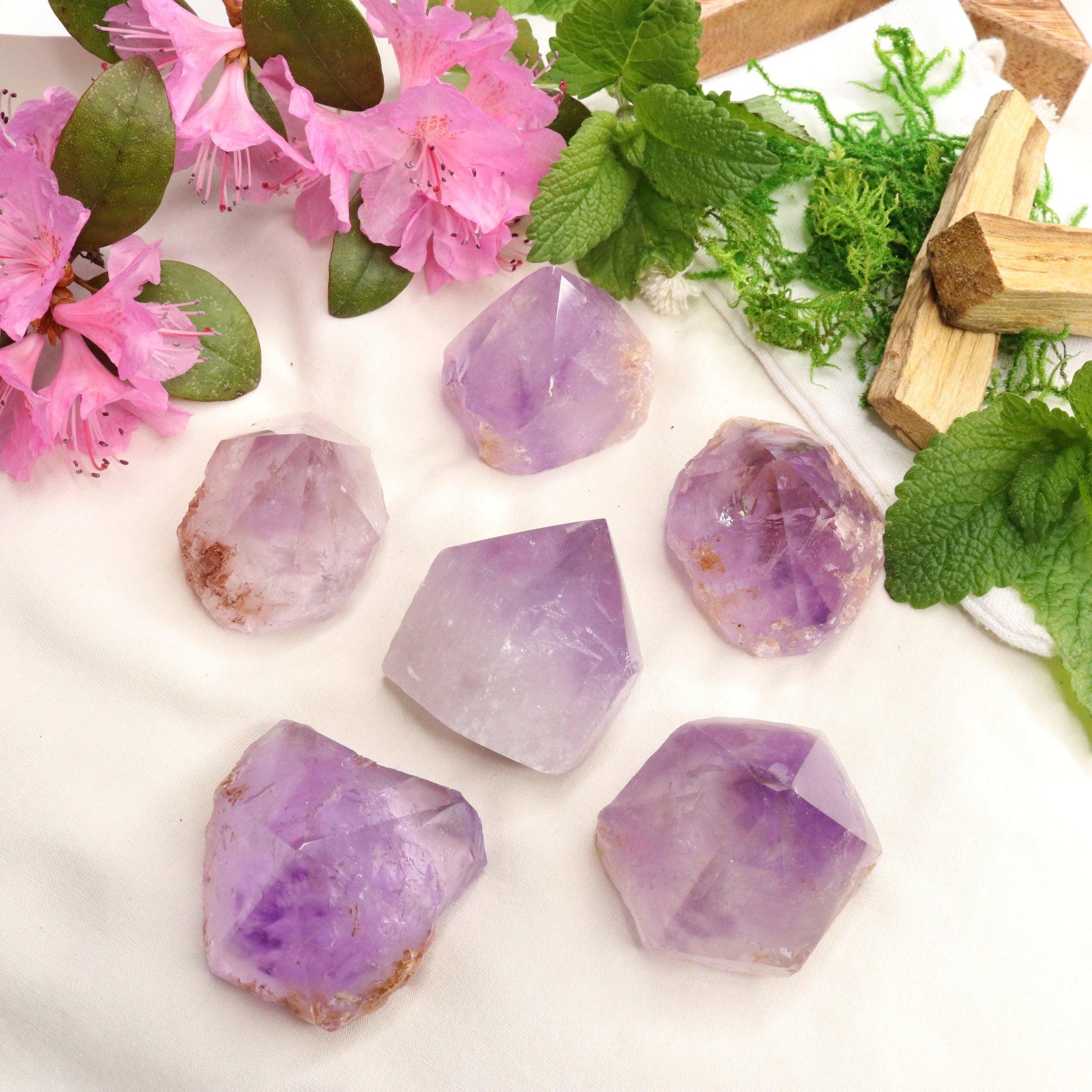 Adorable Pastel Purple Amethyst Points with Polished Top - Earth Family Crystals