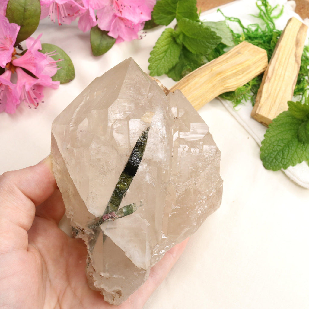 Very Unique Watermelon Tourmaline in Matrix Cathedral Quartz Point~ Balancing and Uplifting Vibrations - Earth Family Crystals