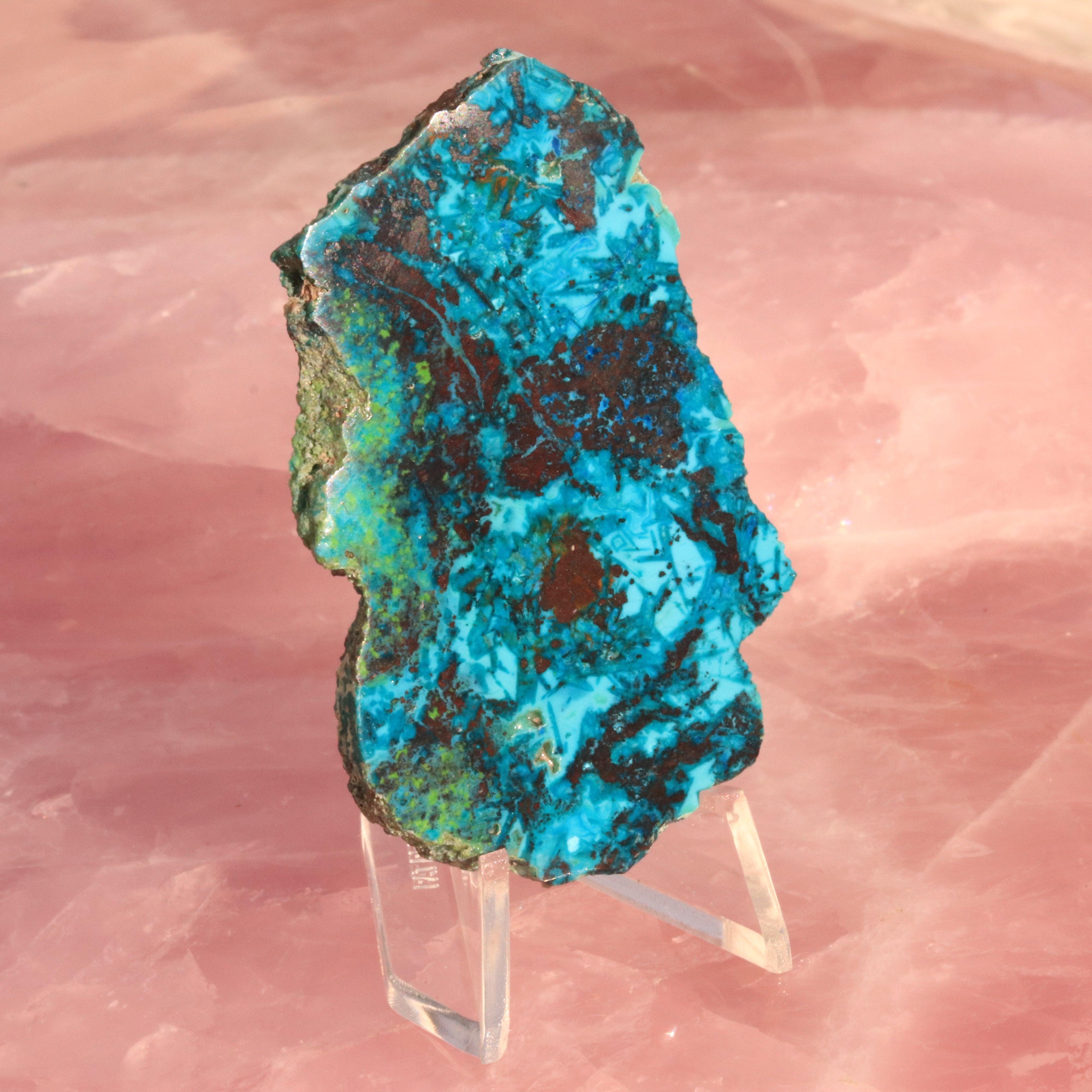 Chrysocolla and Shattuckite Polished Slice, Locale Mexico