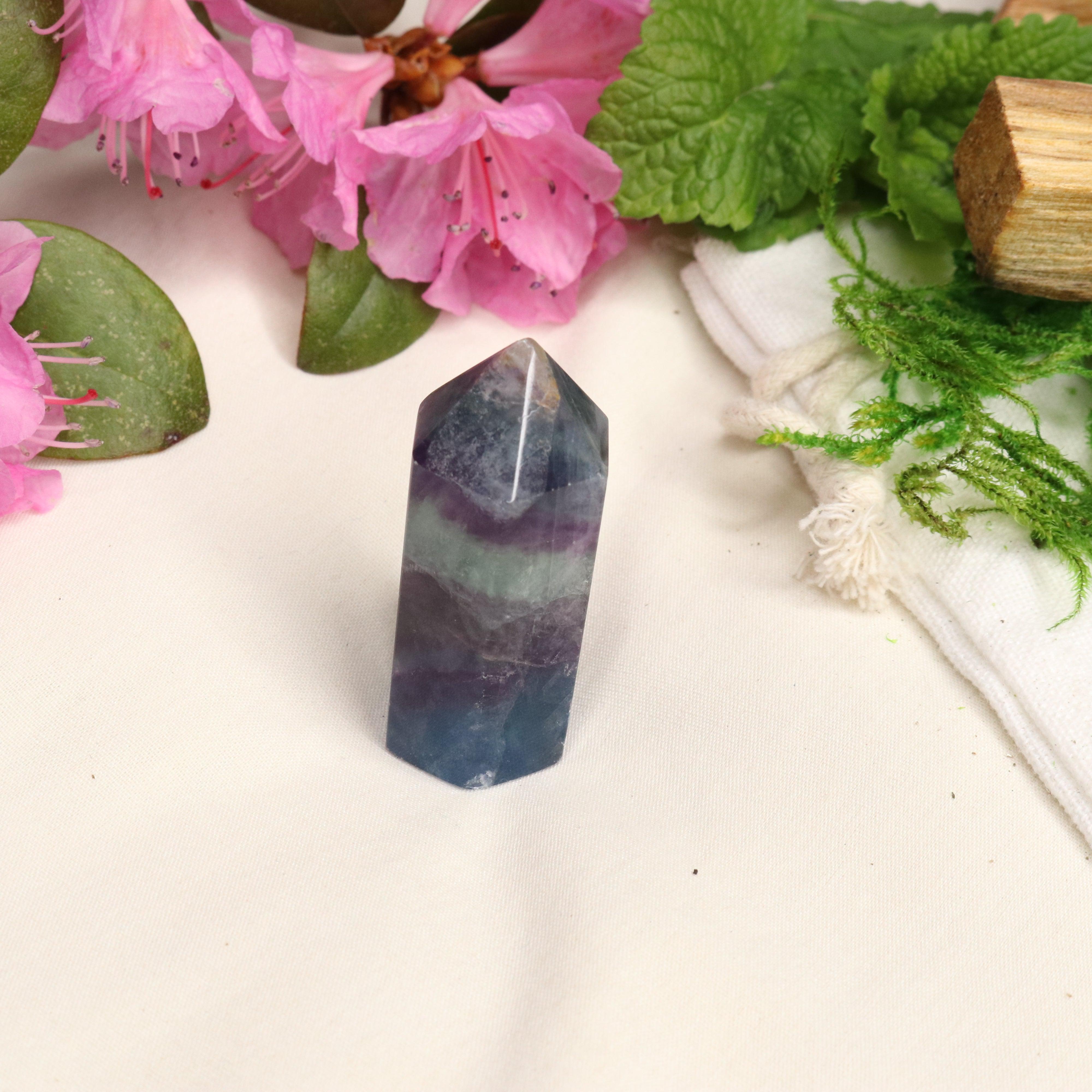 AA Grade Rainbow Fluorite Polished Mini Point #5 - Earth Family Crystals