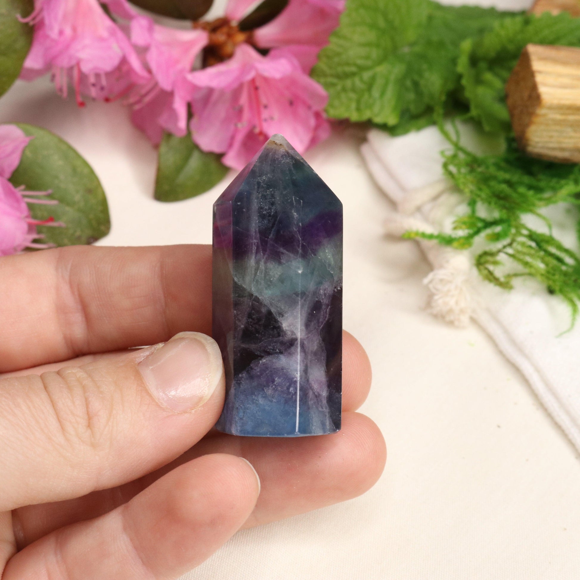 AA Grade Rainbow Fluorite Polished Mini Point #5 - Earth Family Crystals