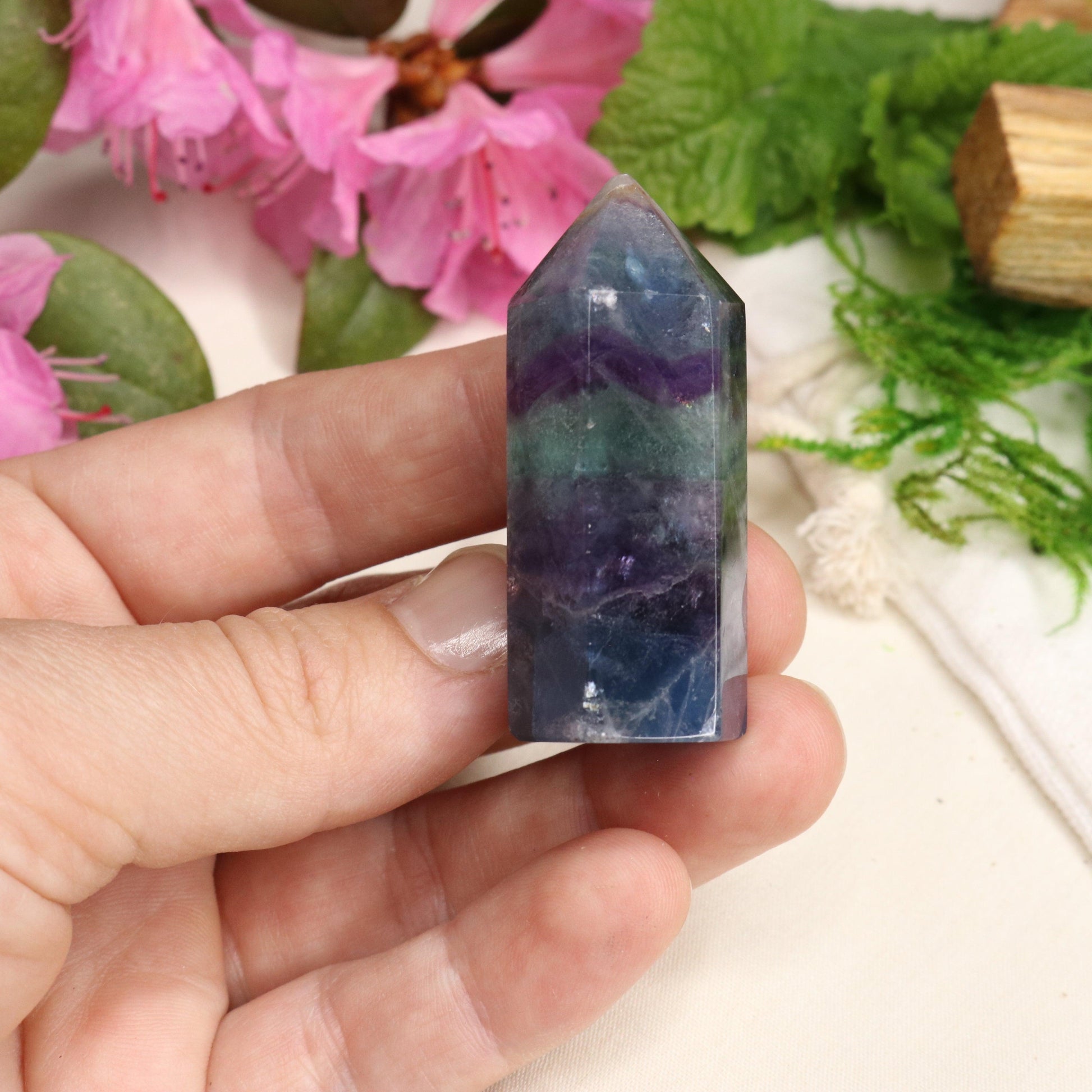 AA Grade Rainbow Fluorite Polished Mini Point #5 - Earth Family Crystals