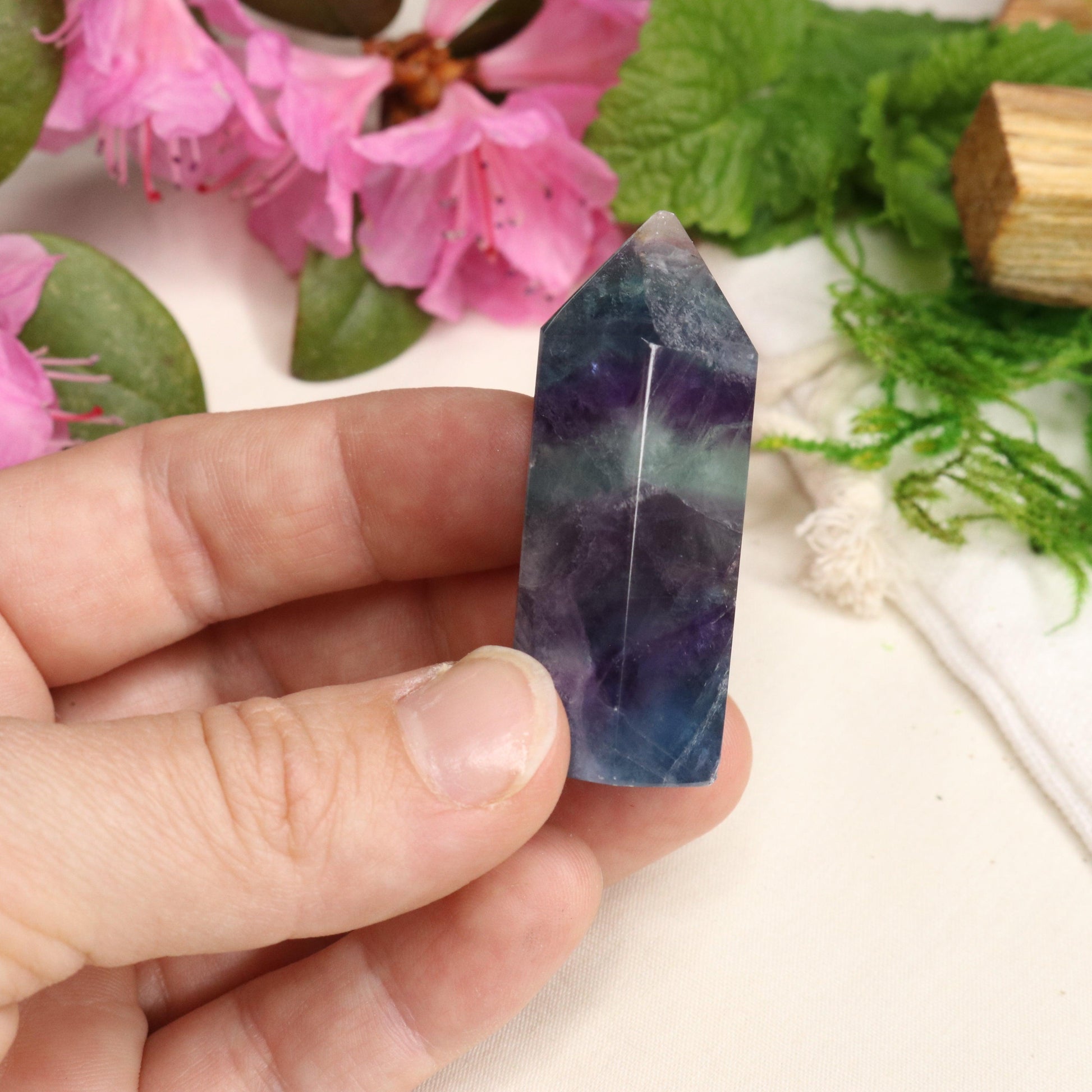 AA Grade Rainbow Fluorite Polished Mini Point #5 - Earth Family Crystals