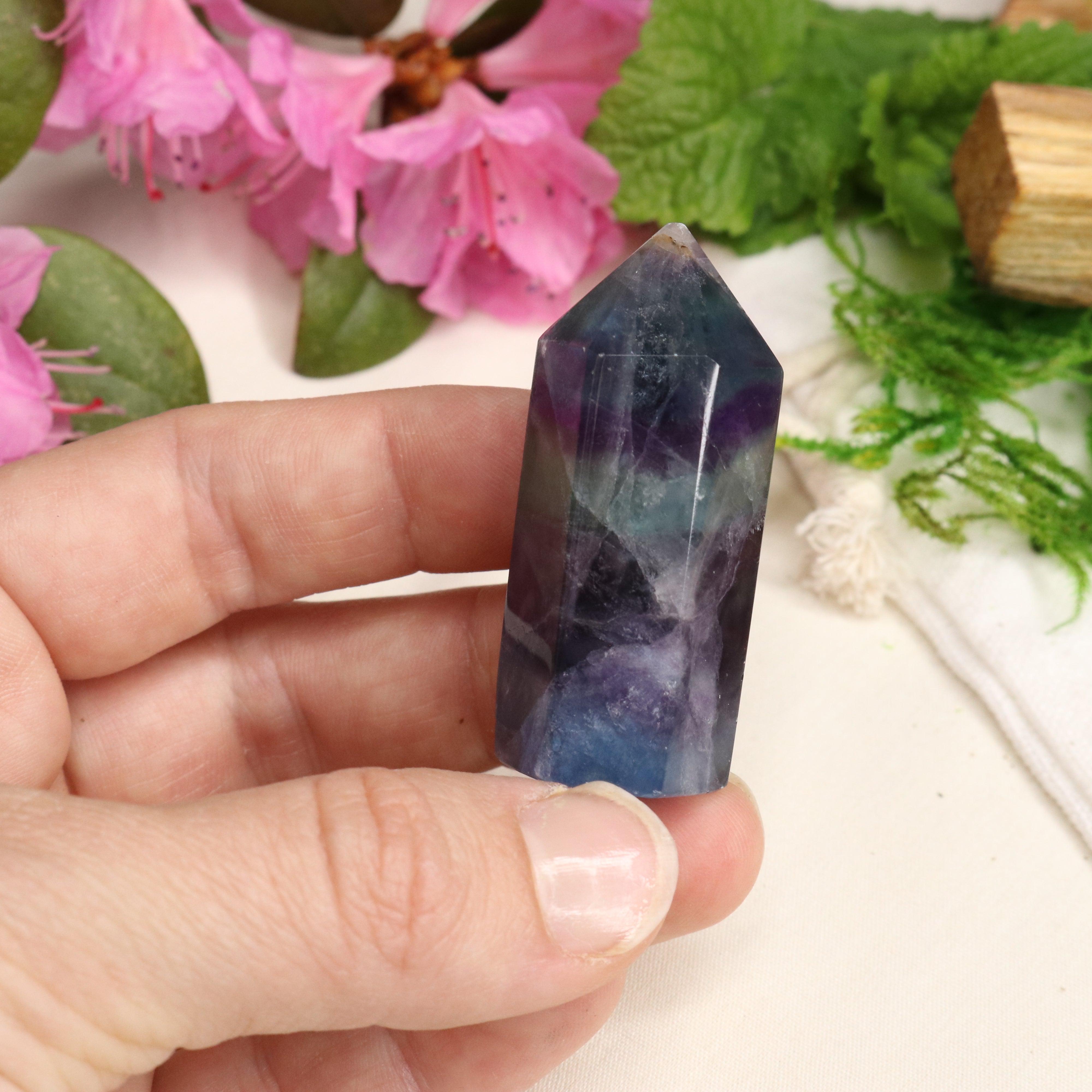 AA Grade Rainbow Fluorite Polished Mini Point #5 - Earth Family Crystals