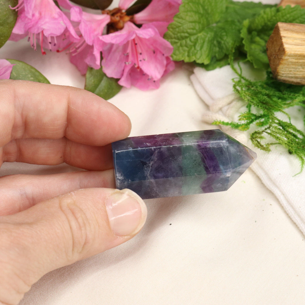 AA Grade Rainbow Fluorite Polished Mini Point #5 - Earth Family Crystals