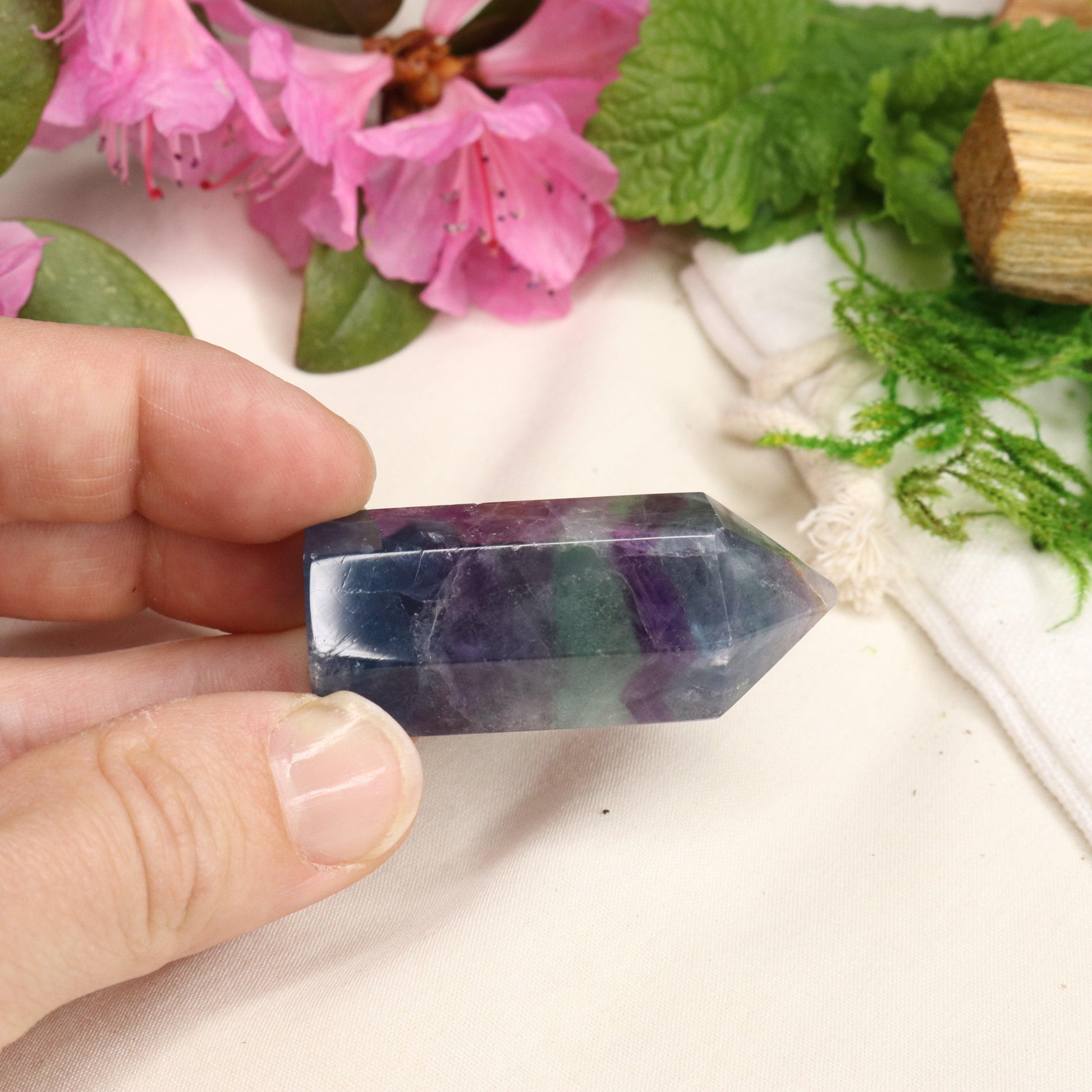 AA Grade Rainbow Fluorite Polished Mini Point #5 - Earth Family Crystals