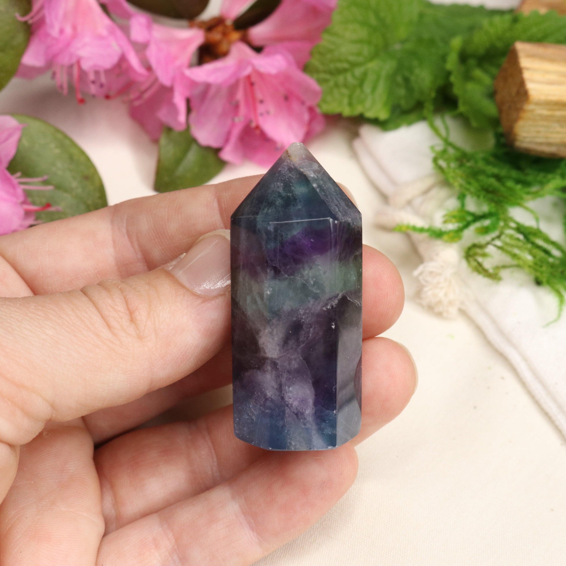 AA Grade Rainbow Fluorite Polished Mini Point #5 - Earth Family Crystals