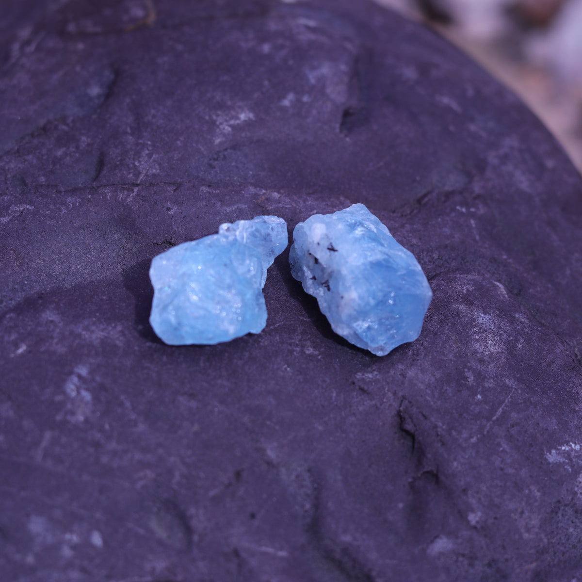 Aquamarine Crystal Set of Two with Rainbows