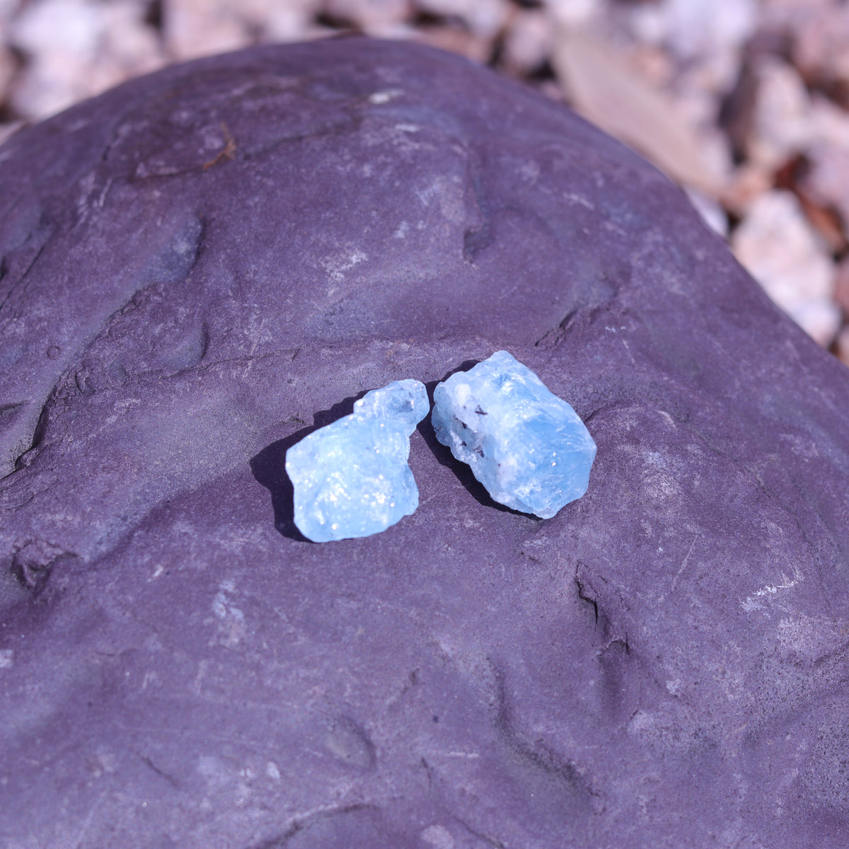 Aquamarine Crystal Set of Two with Rainbows