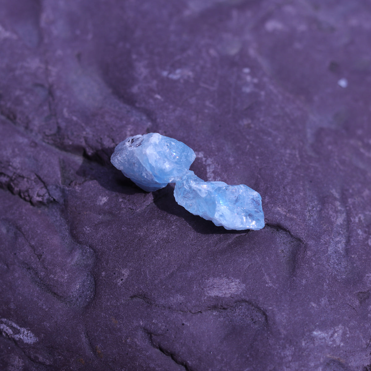 Aquamarine Crystal Set of Two with Rainbows