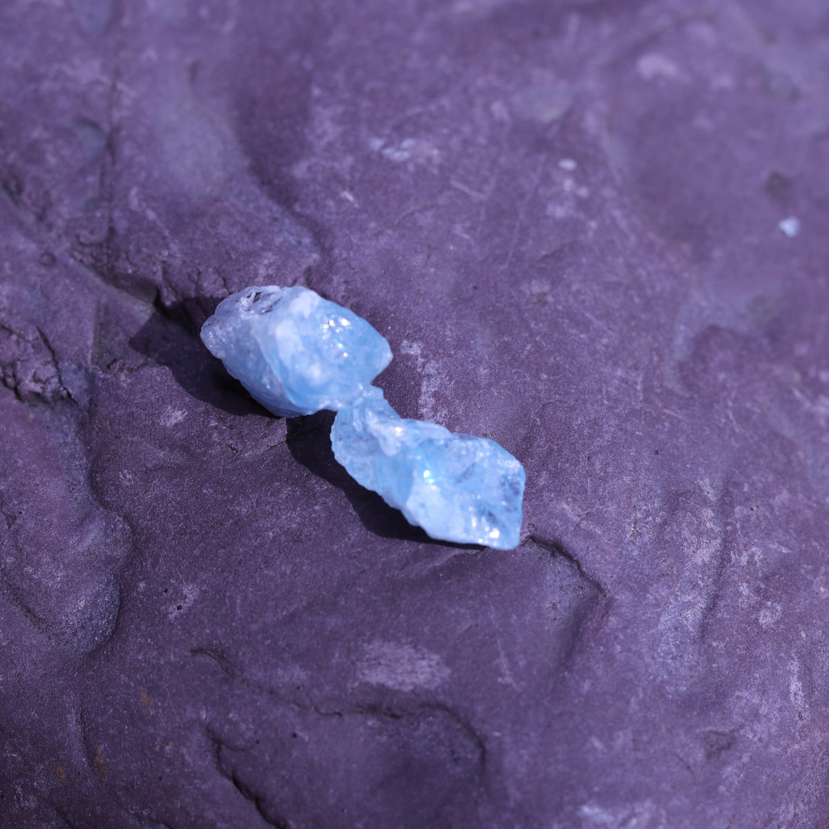 Aquamarine Crystal Set of Two with Rainbows