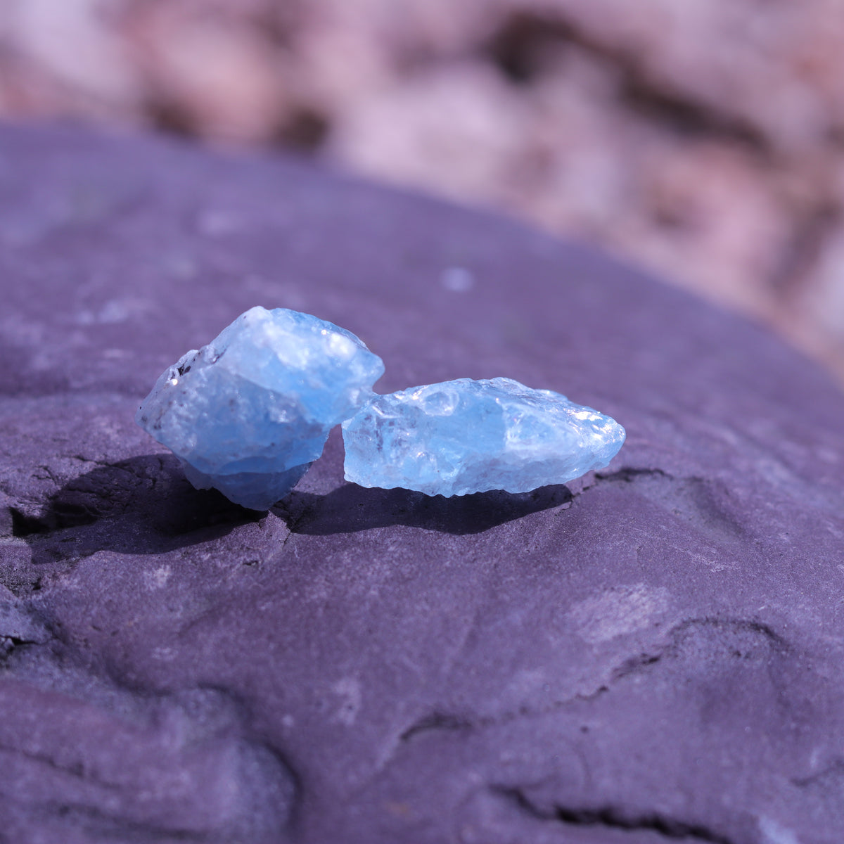 Aquamarine Crystal Set of Two with Rainbows