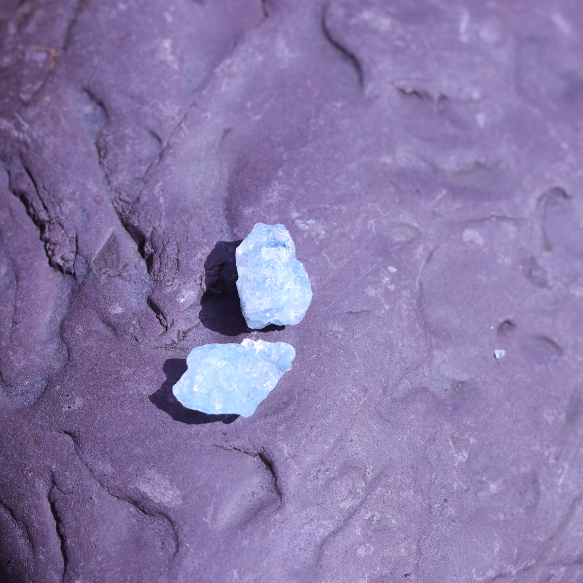 Aquamarine Crystal Set of Two with Rainbows