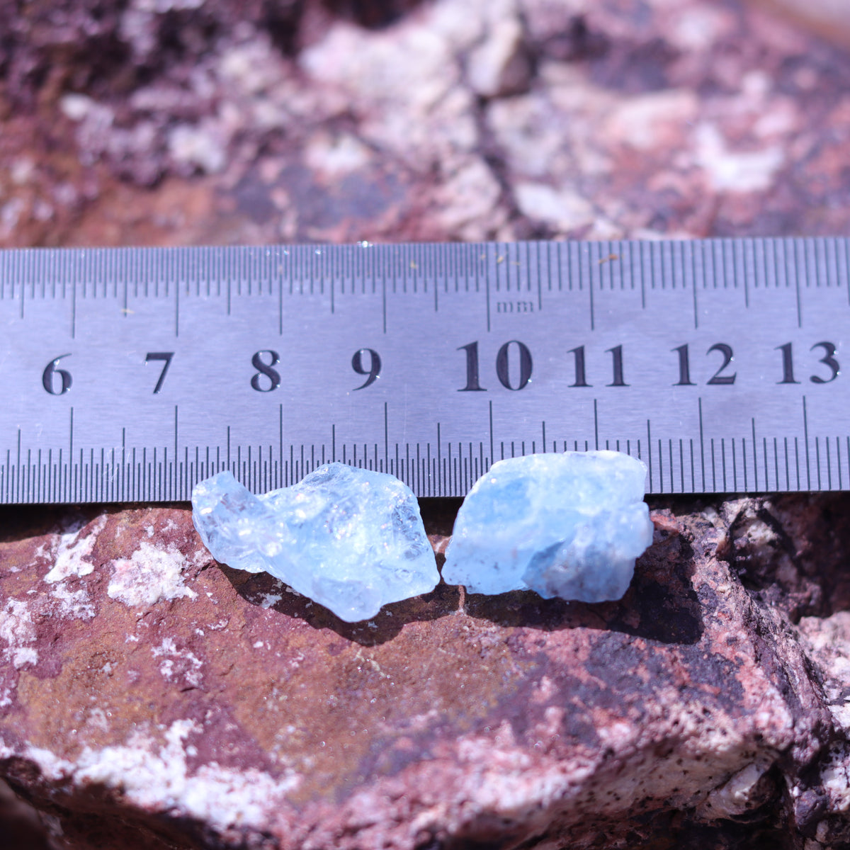 Aquamarine Crystal Set of Two with Rainbows