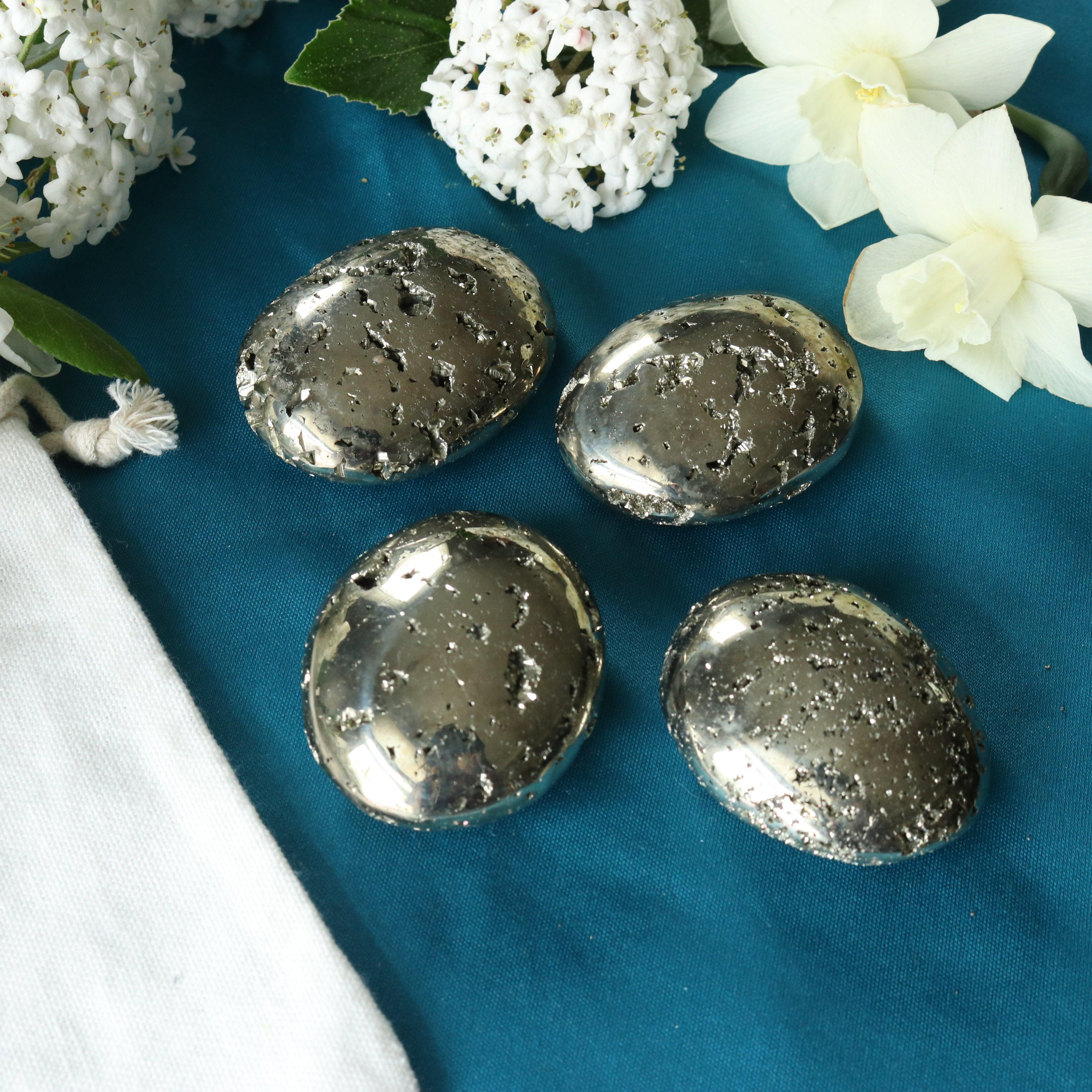 Protective Pyrite Pillow Palm Carving ~ Locale Peru - Earth Family Crystals